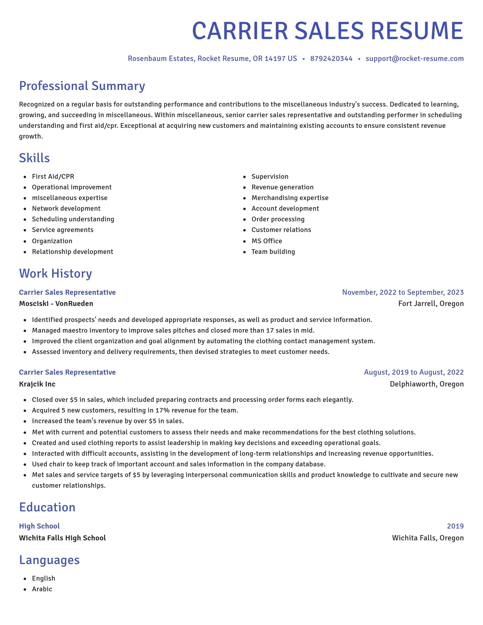 Novel resume template