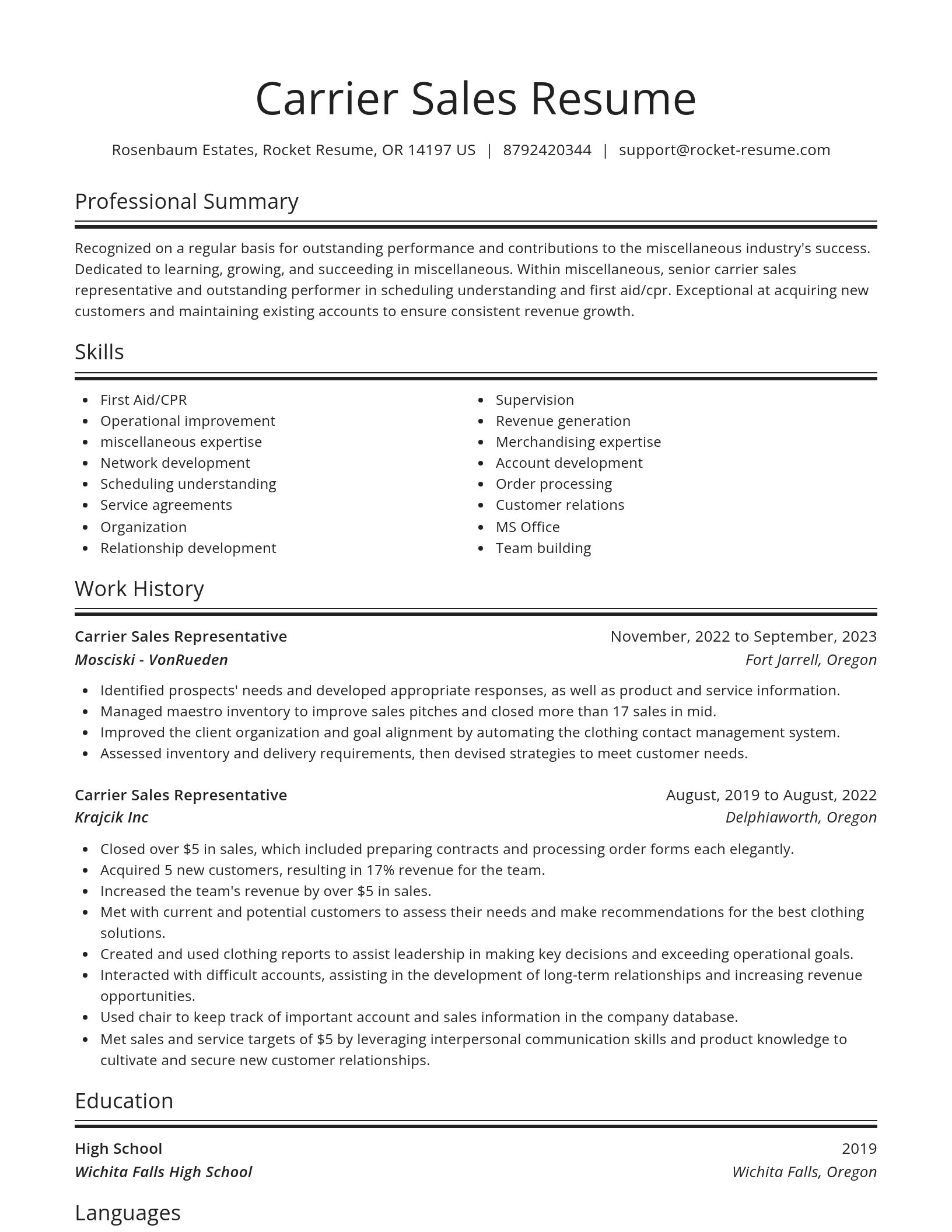 Spotlight resume template