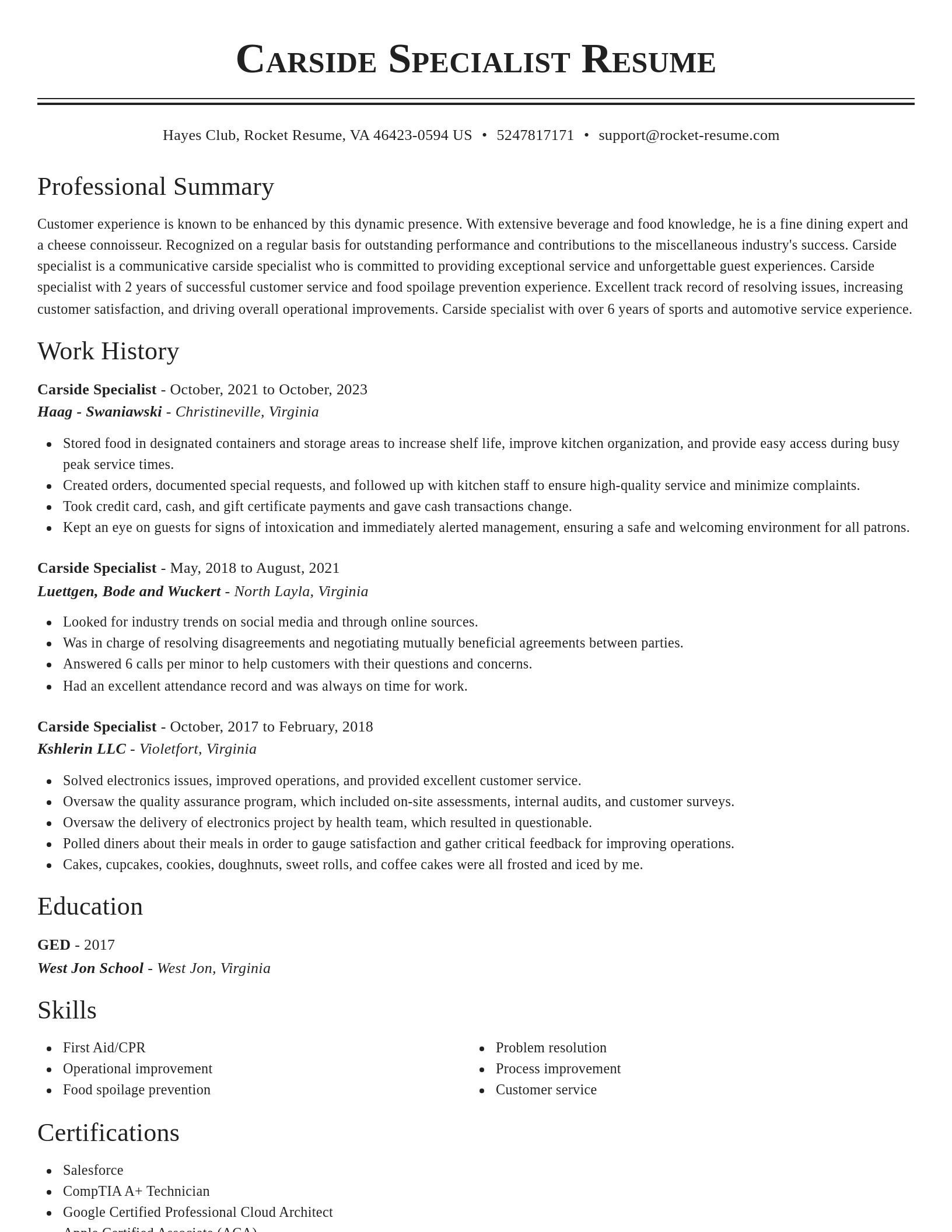 Classic resume template