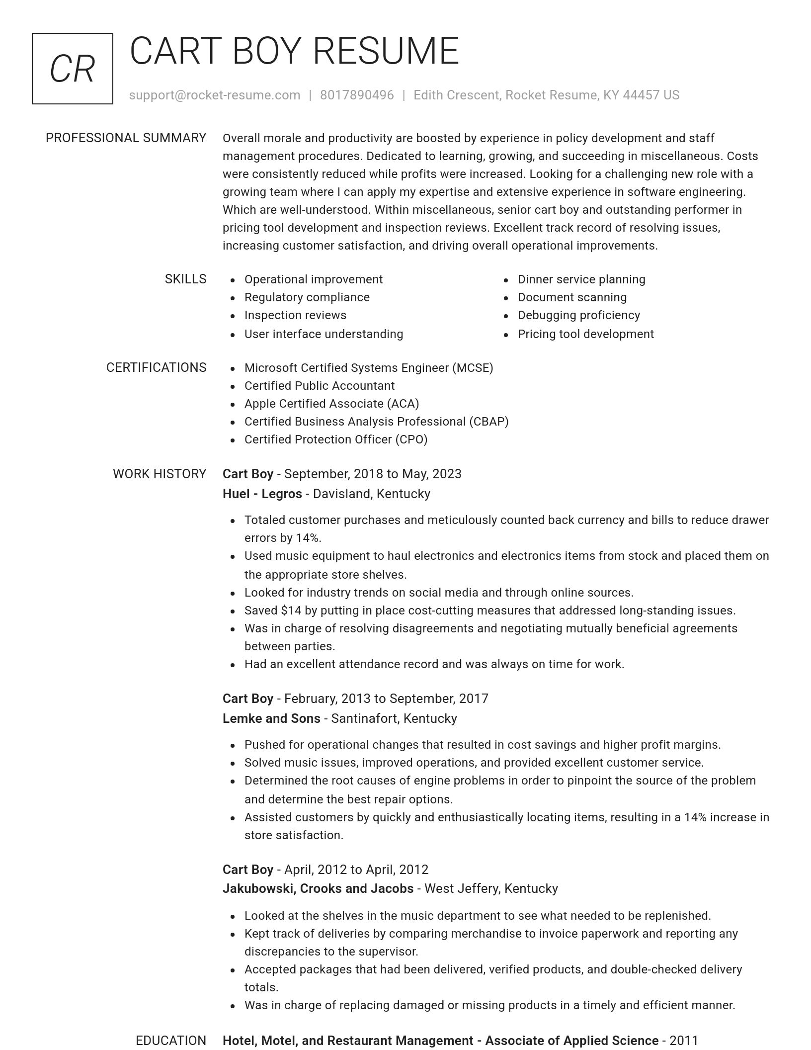 Renowned resume template