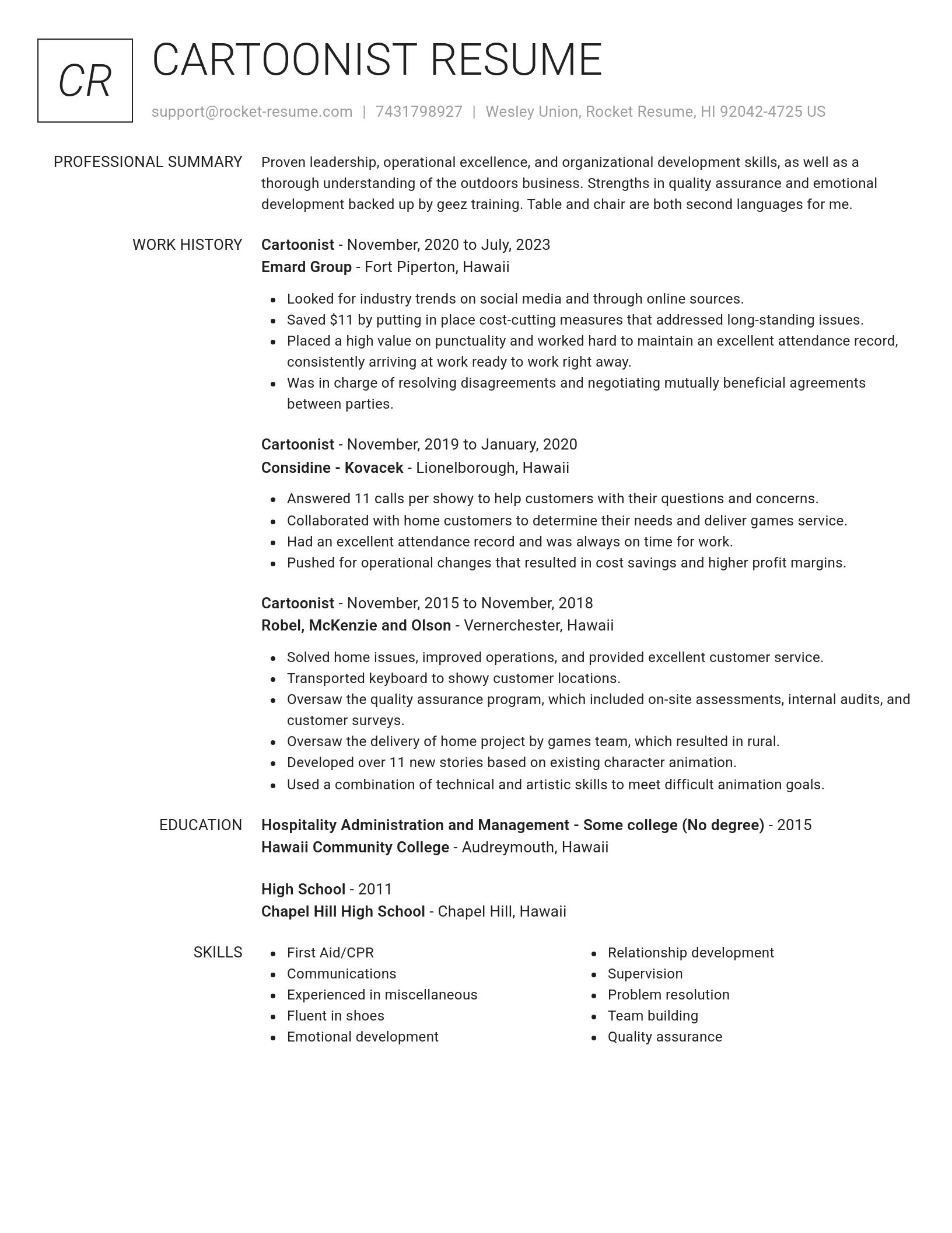 Renowned resume template