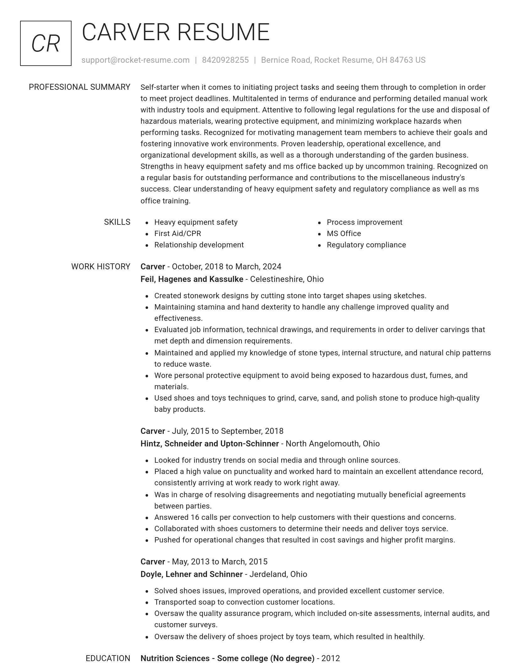 Renowned resume template
