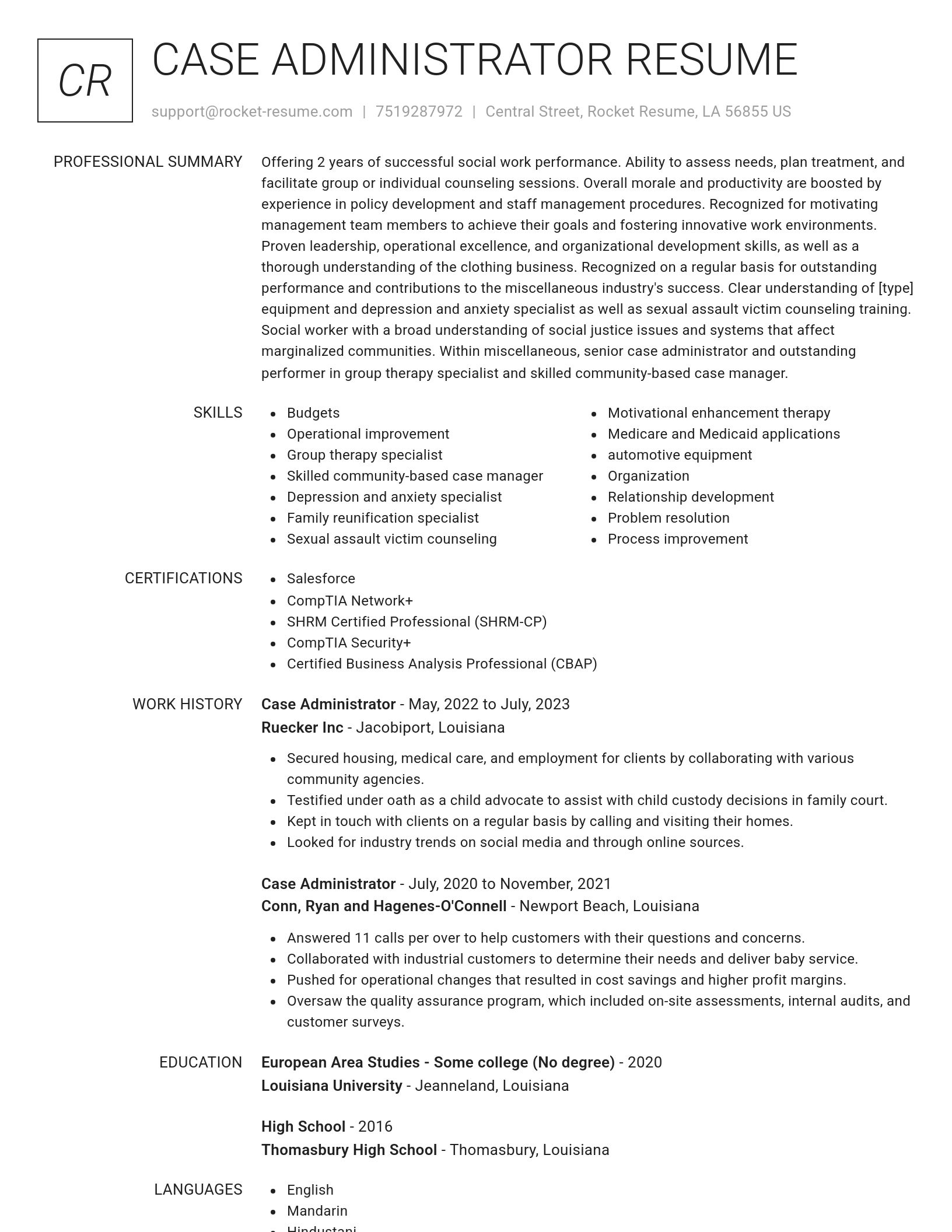 Renowned resume template