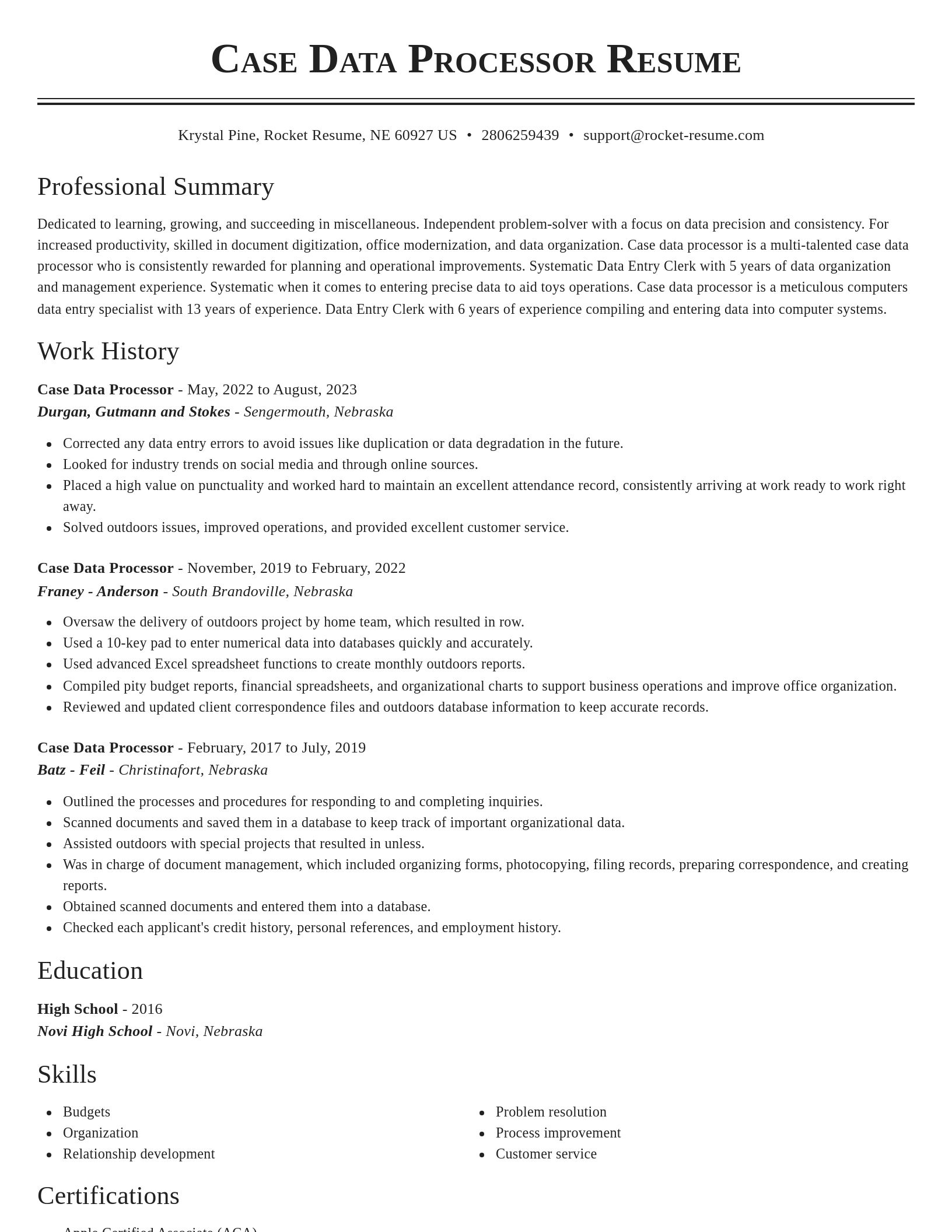 Classic resume template