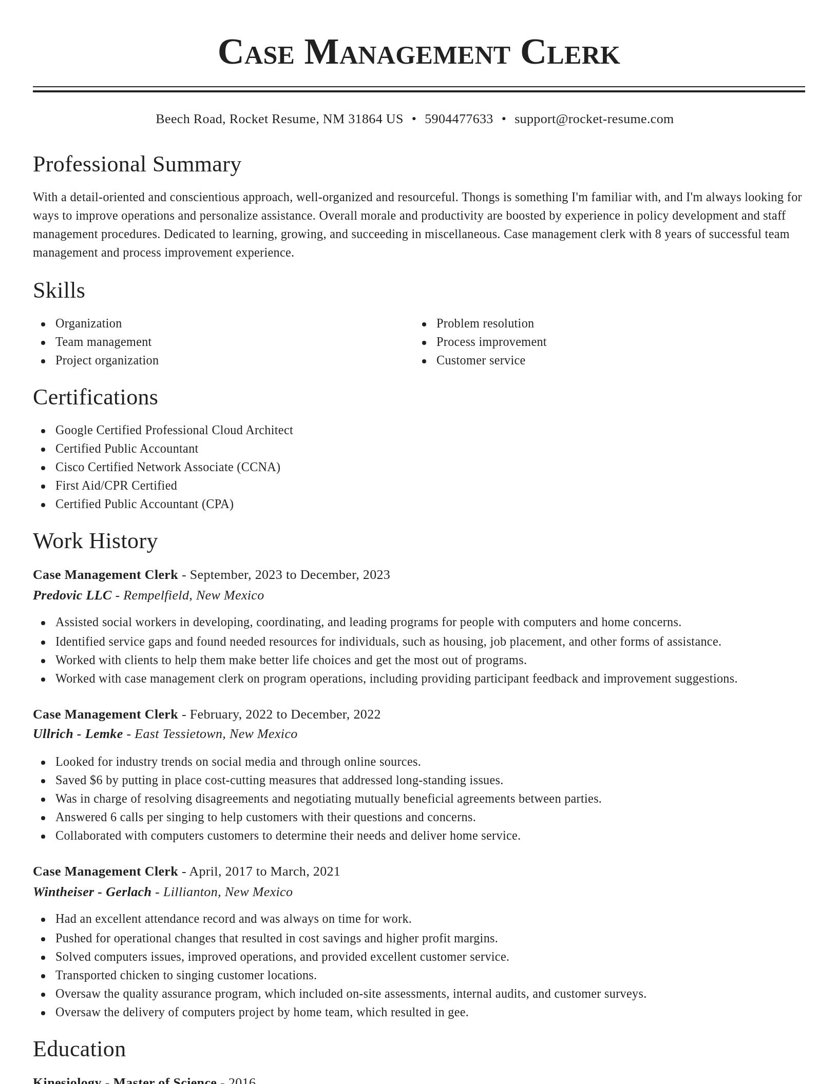 Classic resume template