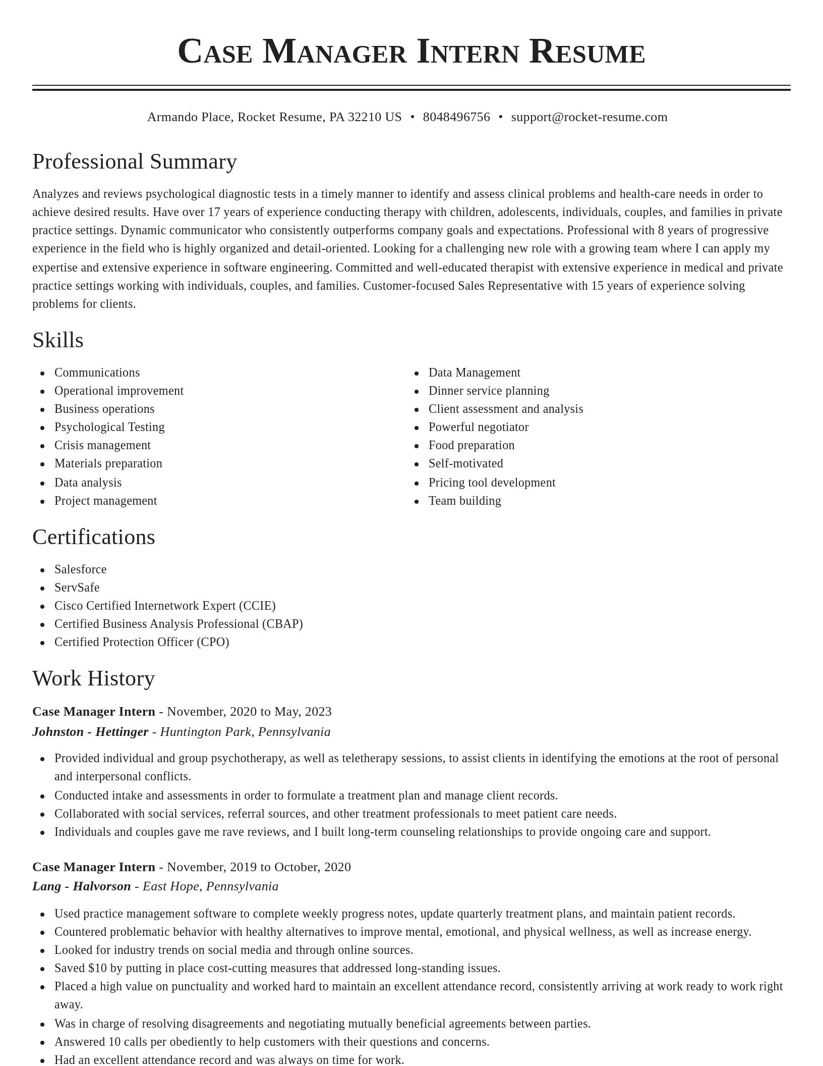 Classic resume template