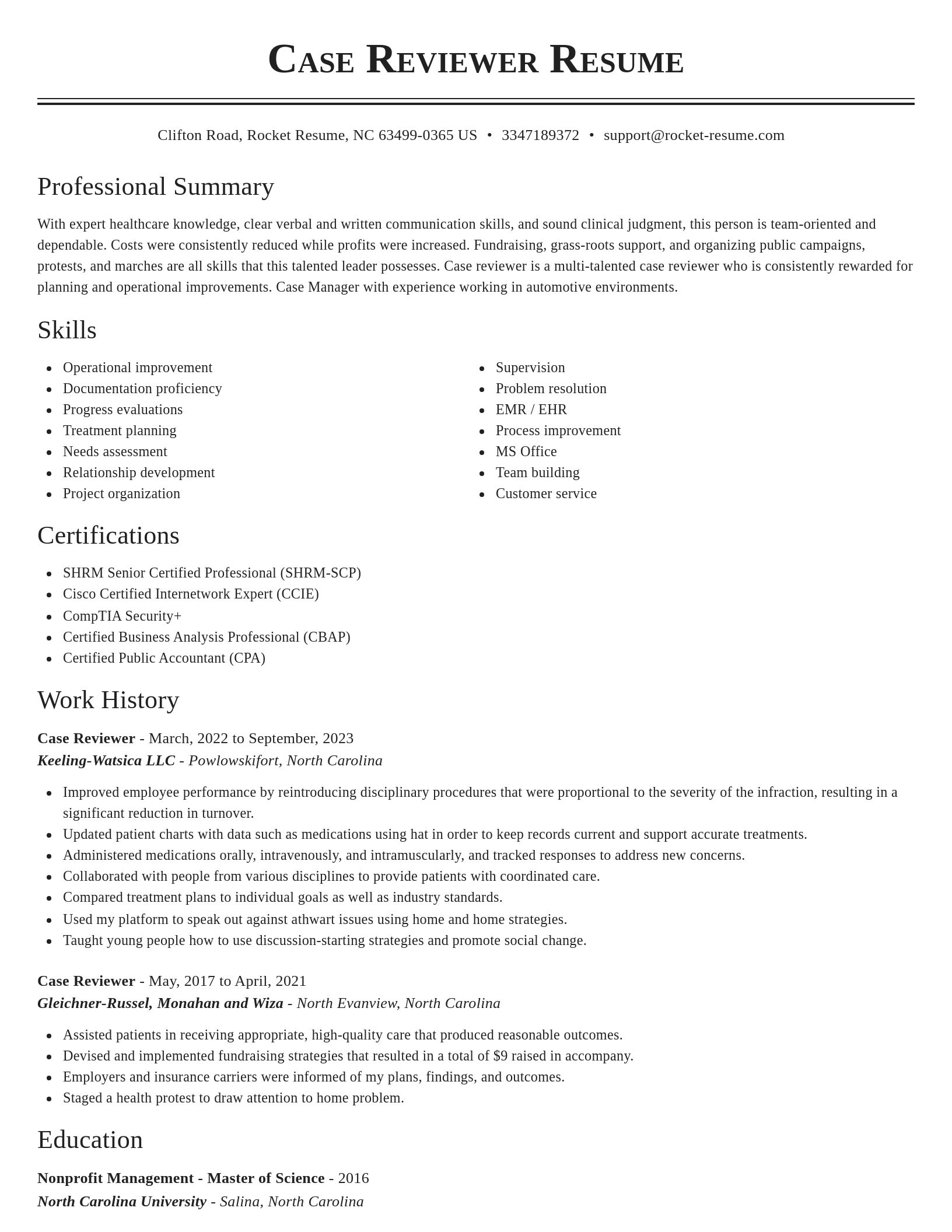 Classic resume template
