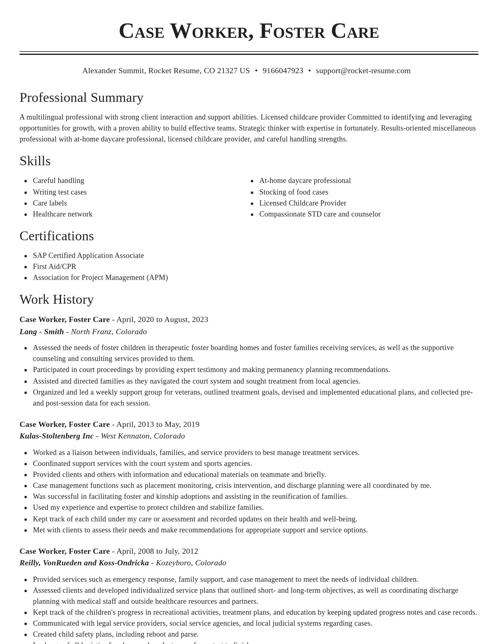 Classic resume template
