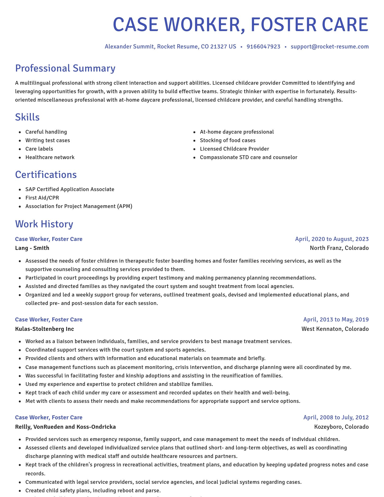 Novel resume template