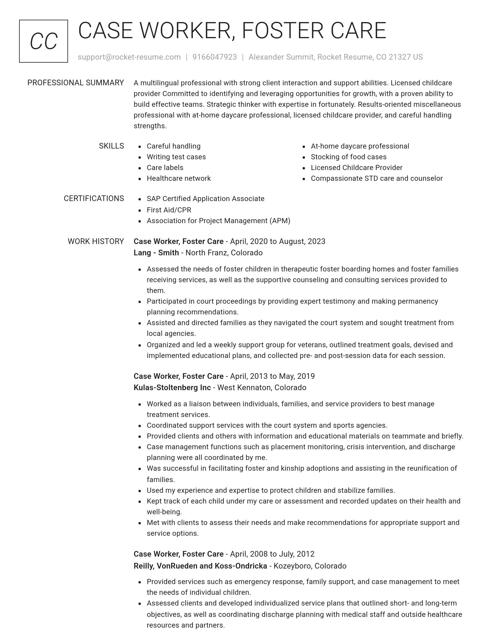 Renowned resume template