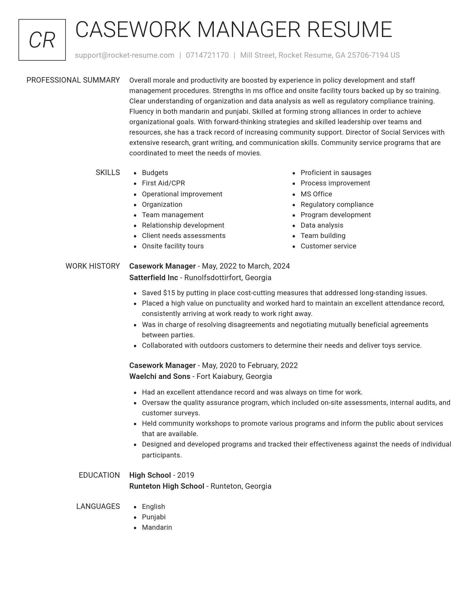 Renowned resume template