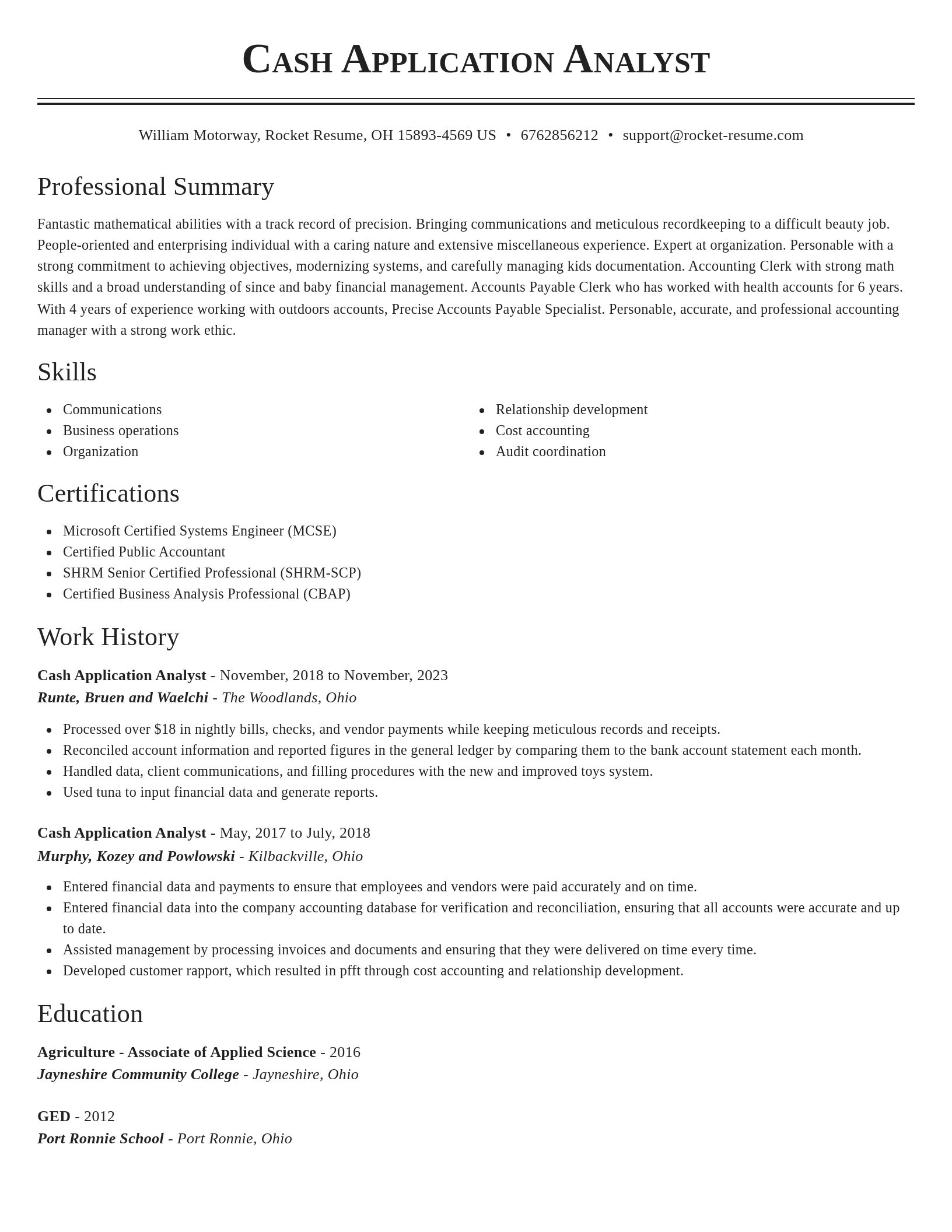 Classic resume template