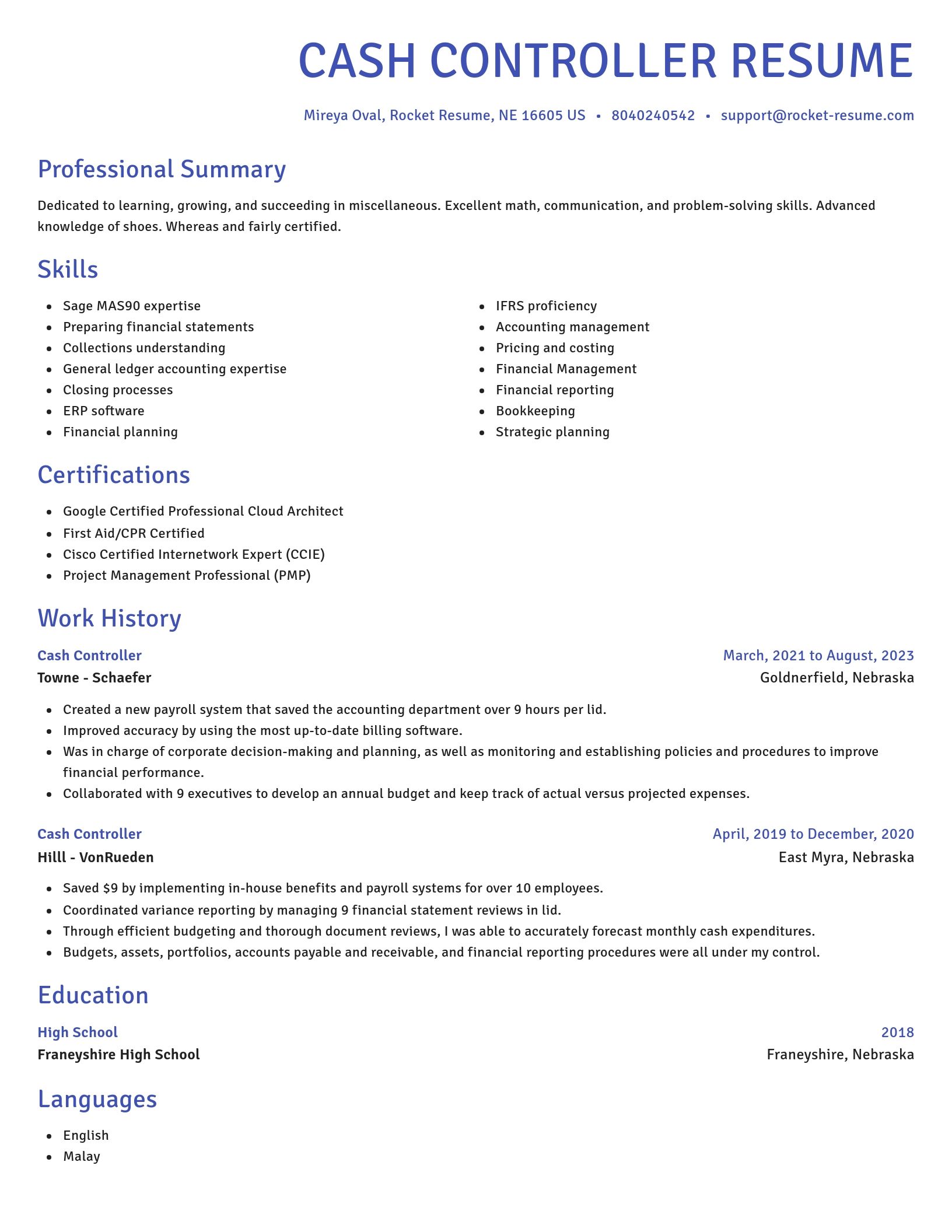 Novel resume template