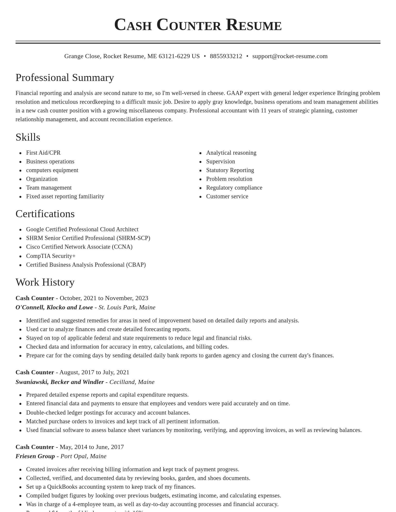 Classic resume template