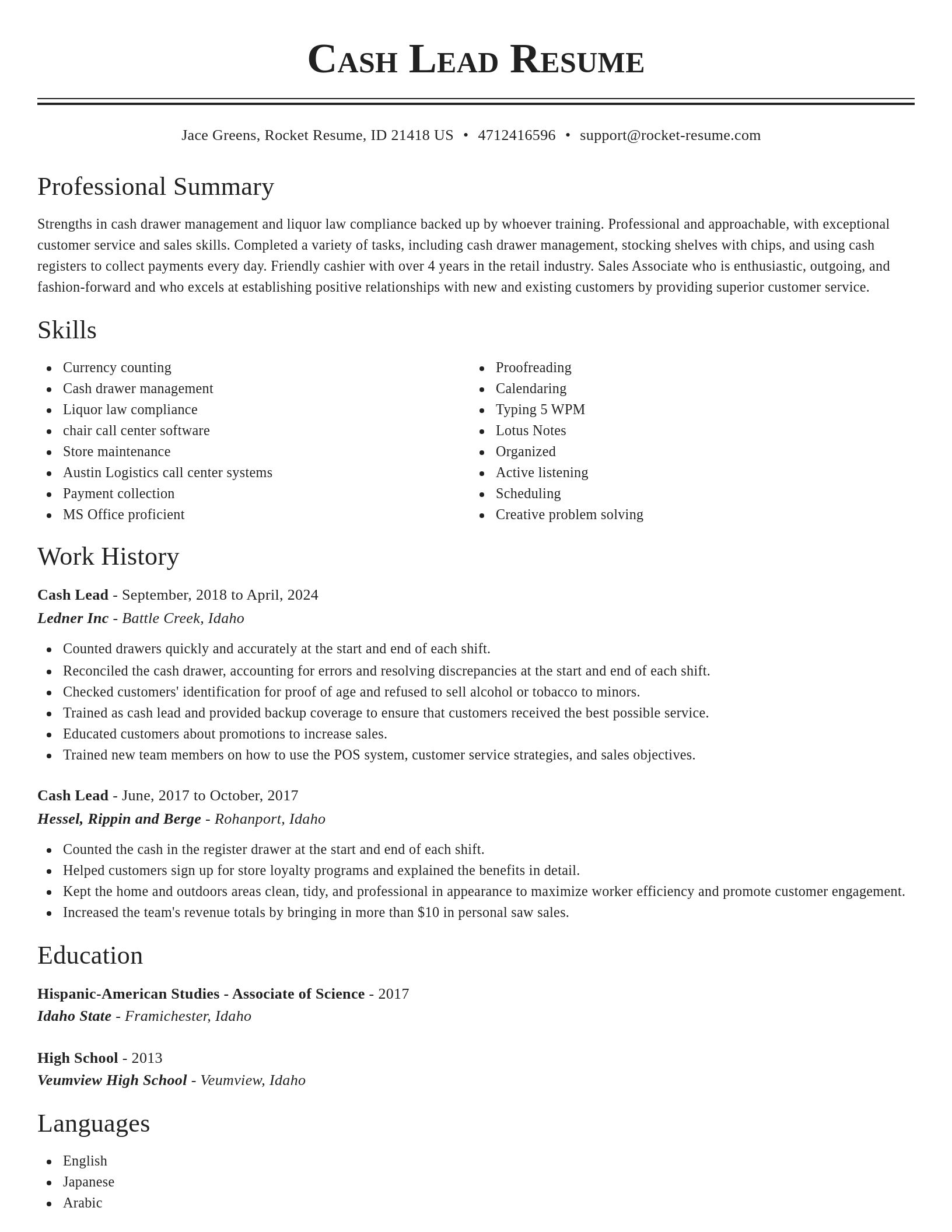 Classic resume template