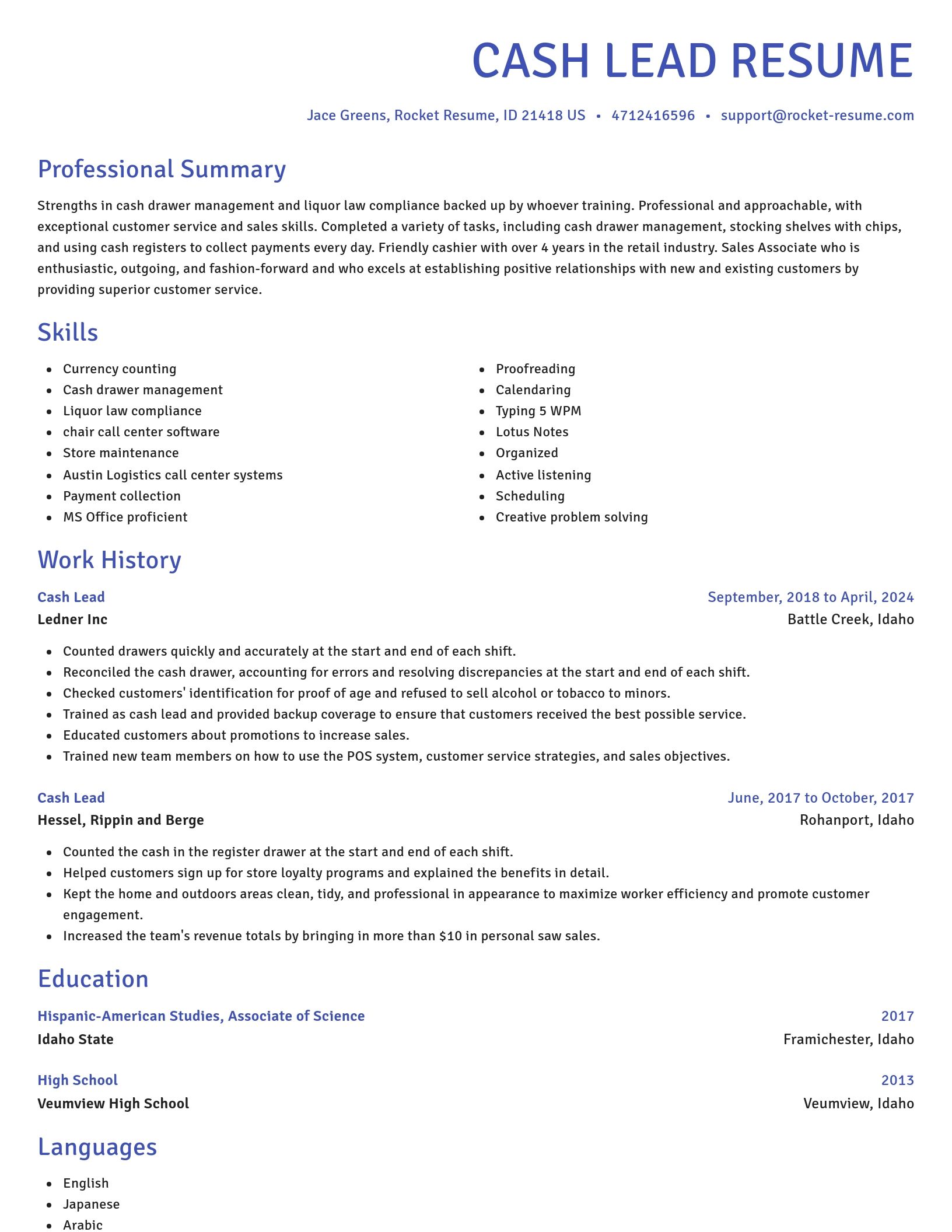 Novel resume template