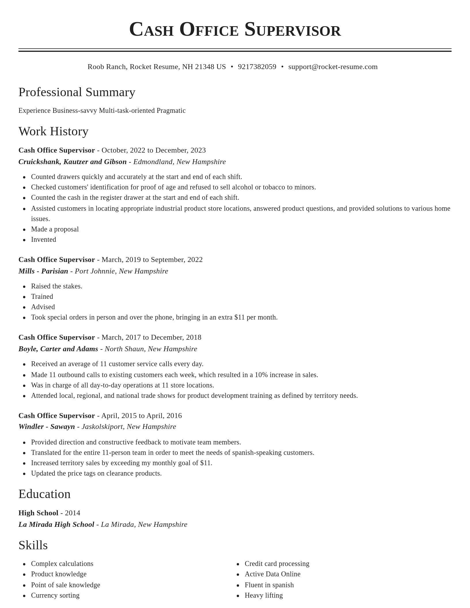 Classic resume template