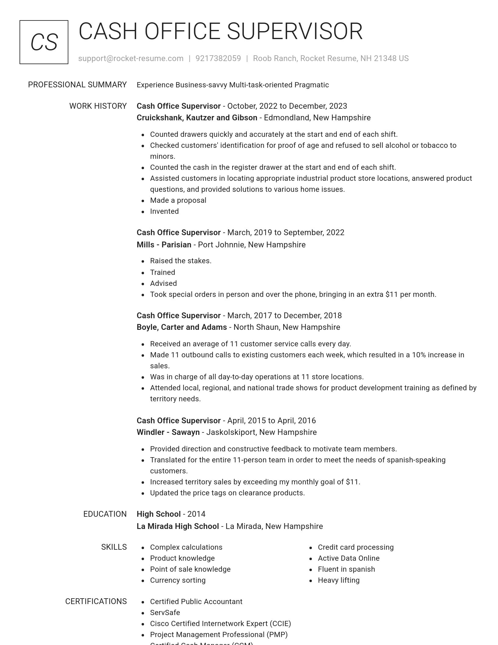 Renowned resume template