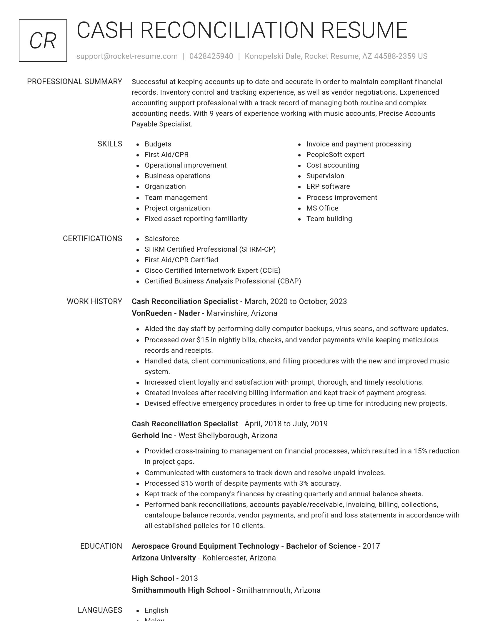 Renowned resume template