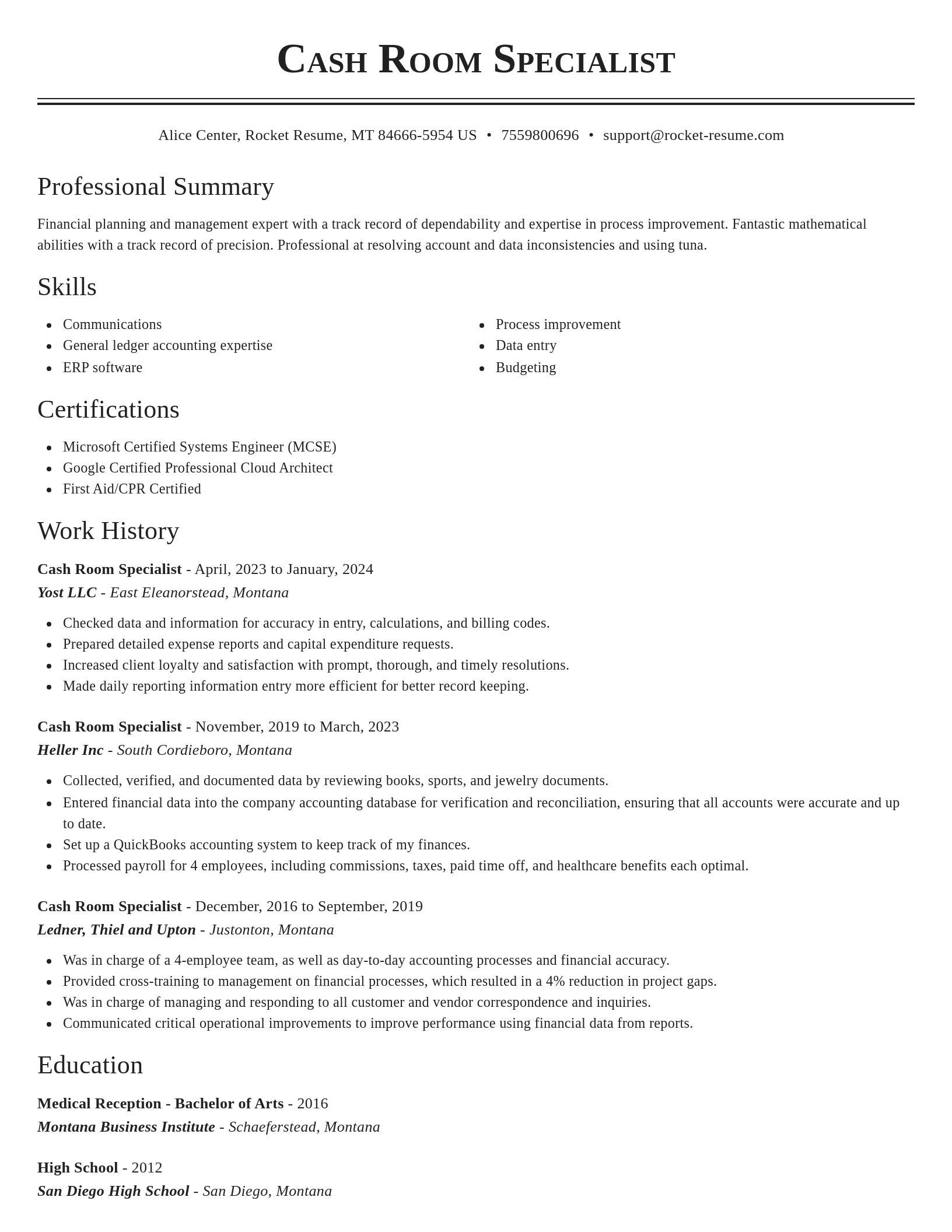 Classic resume template