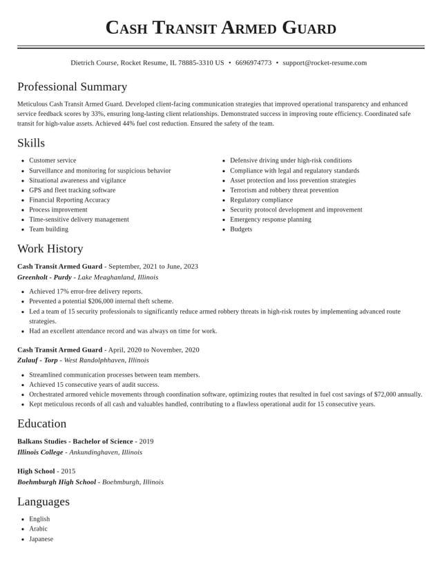 Classic resume template