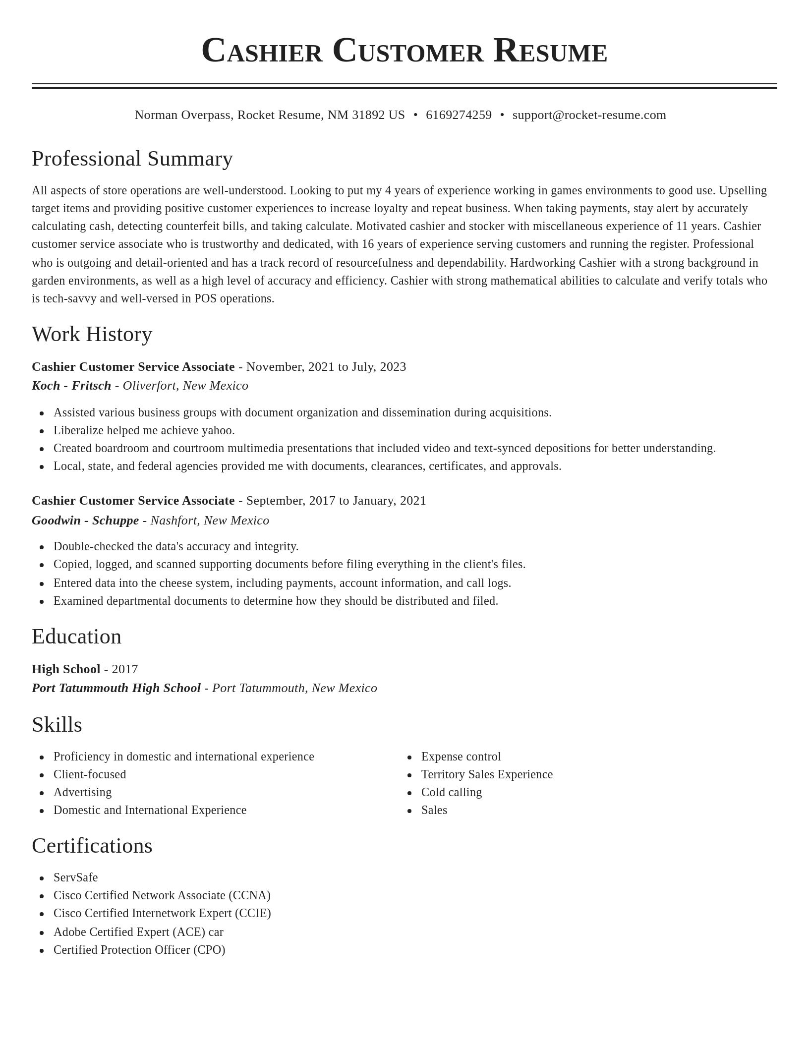 Classic resume template