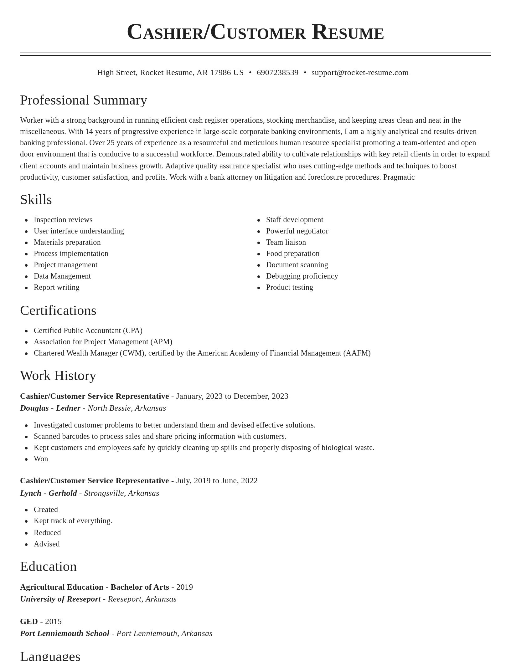 Classic resume template