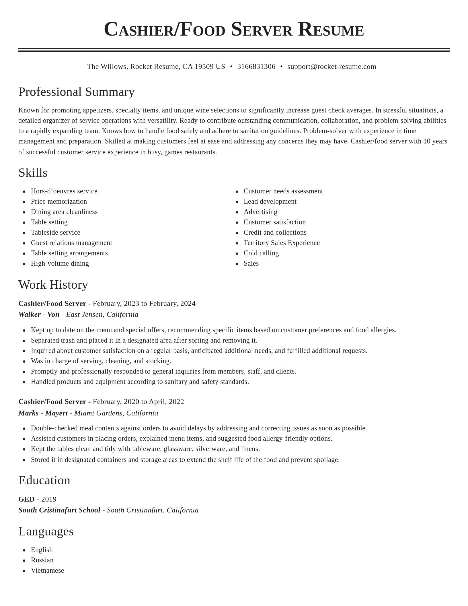 Classic resume template