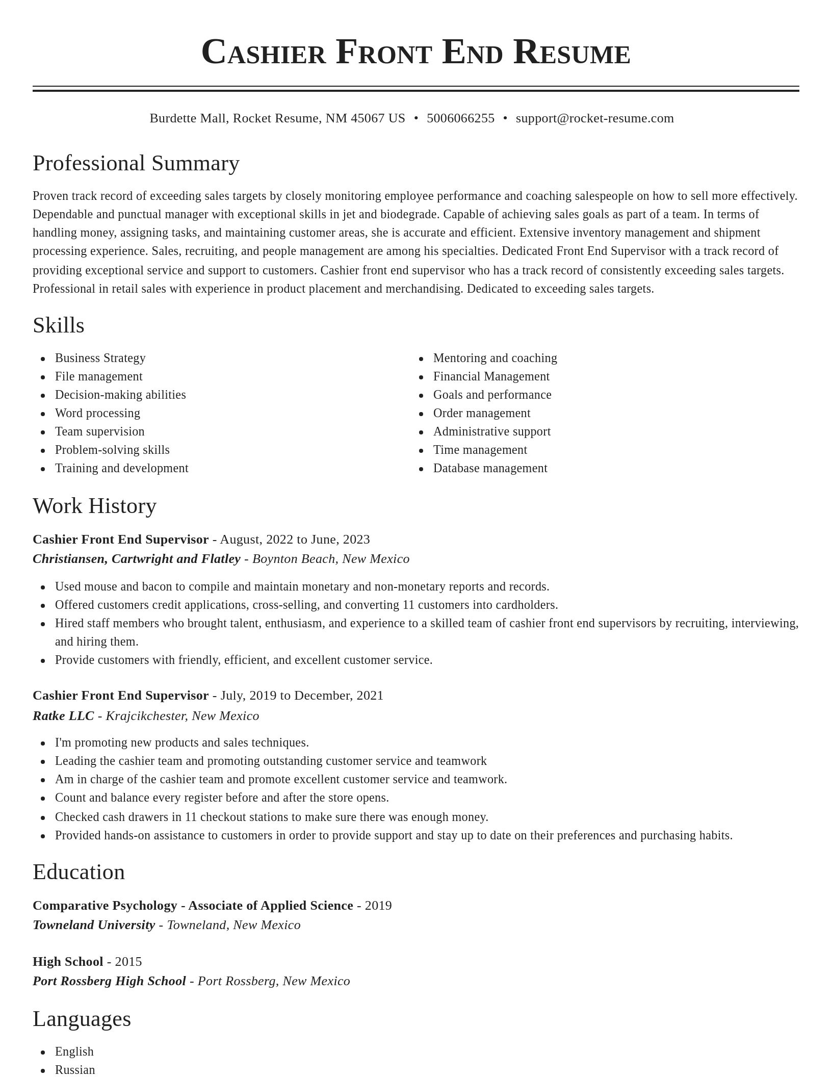 Classic resume template