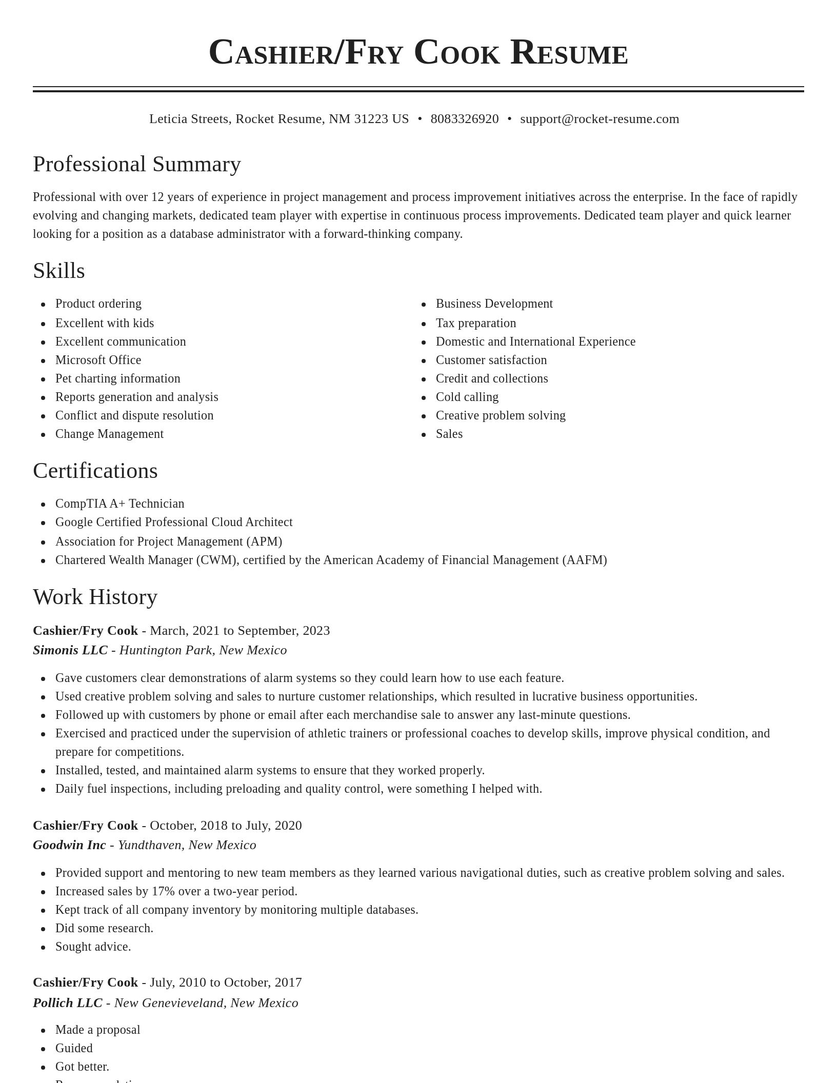 Classic resume template