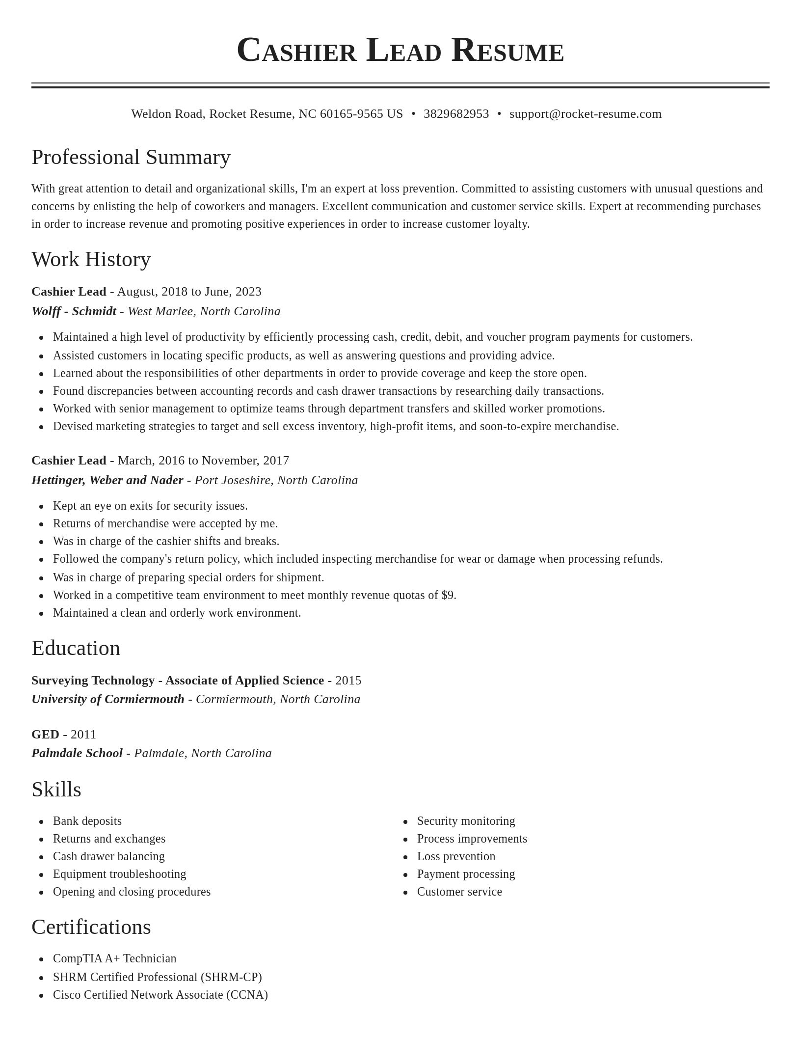 Classic resume template