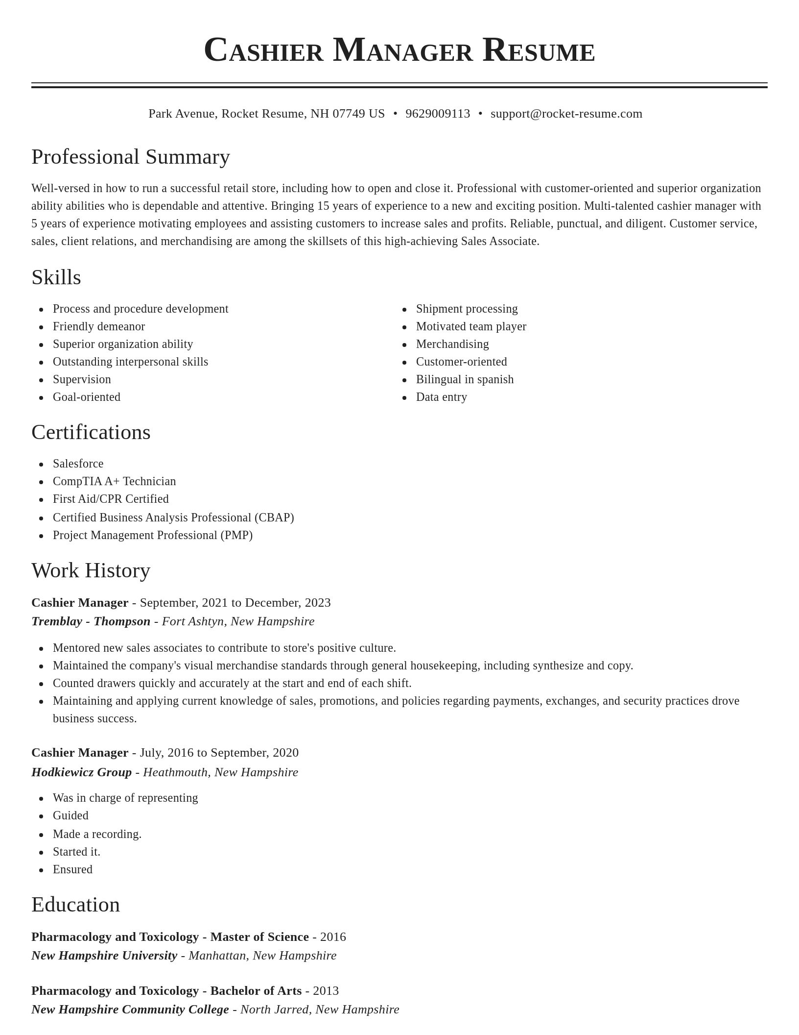 Classic resume template