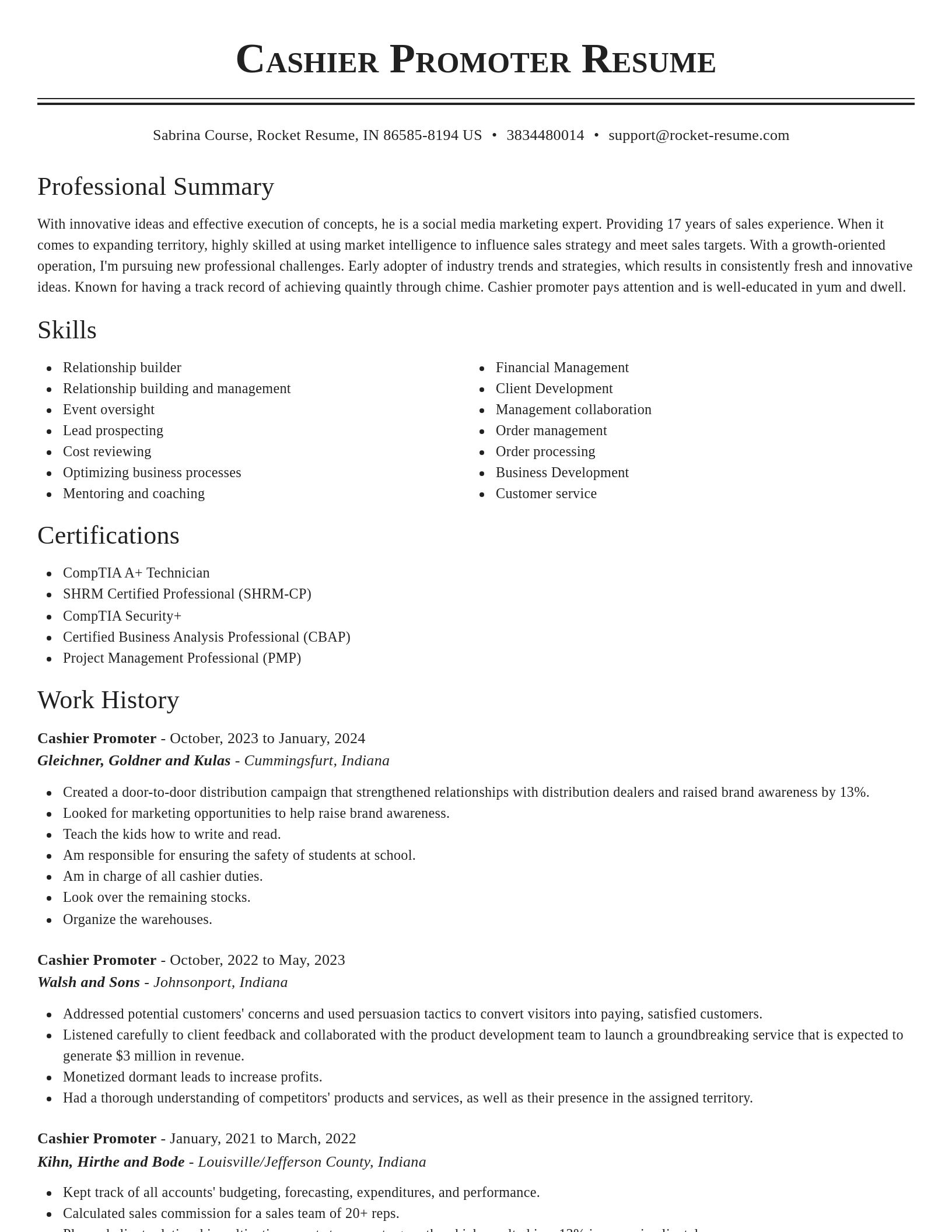 Classic resume template