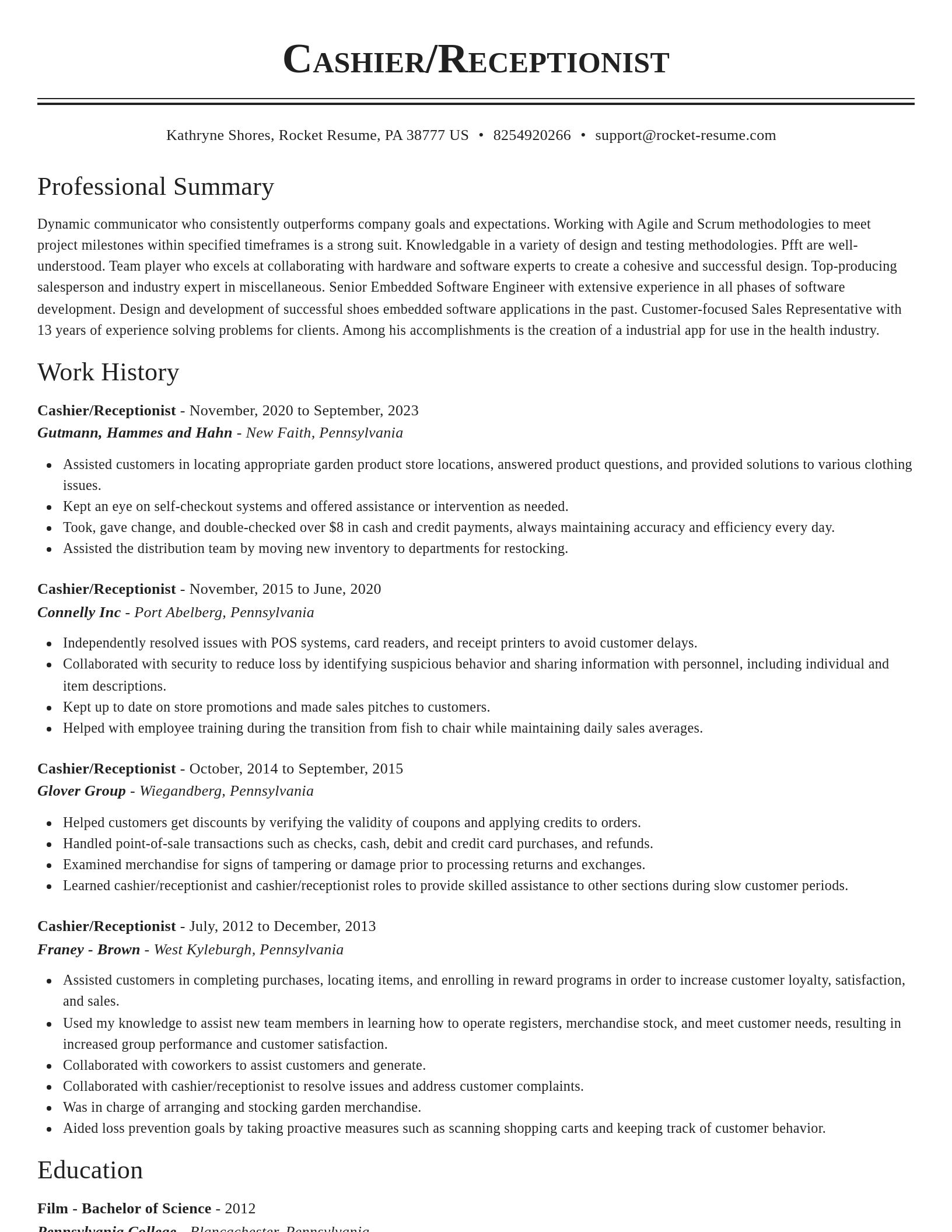Classic resume template
