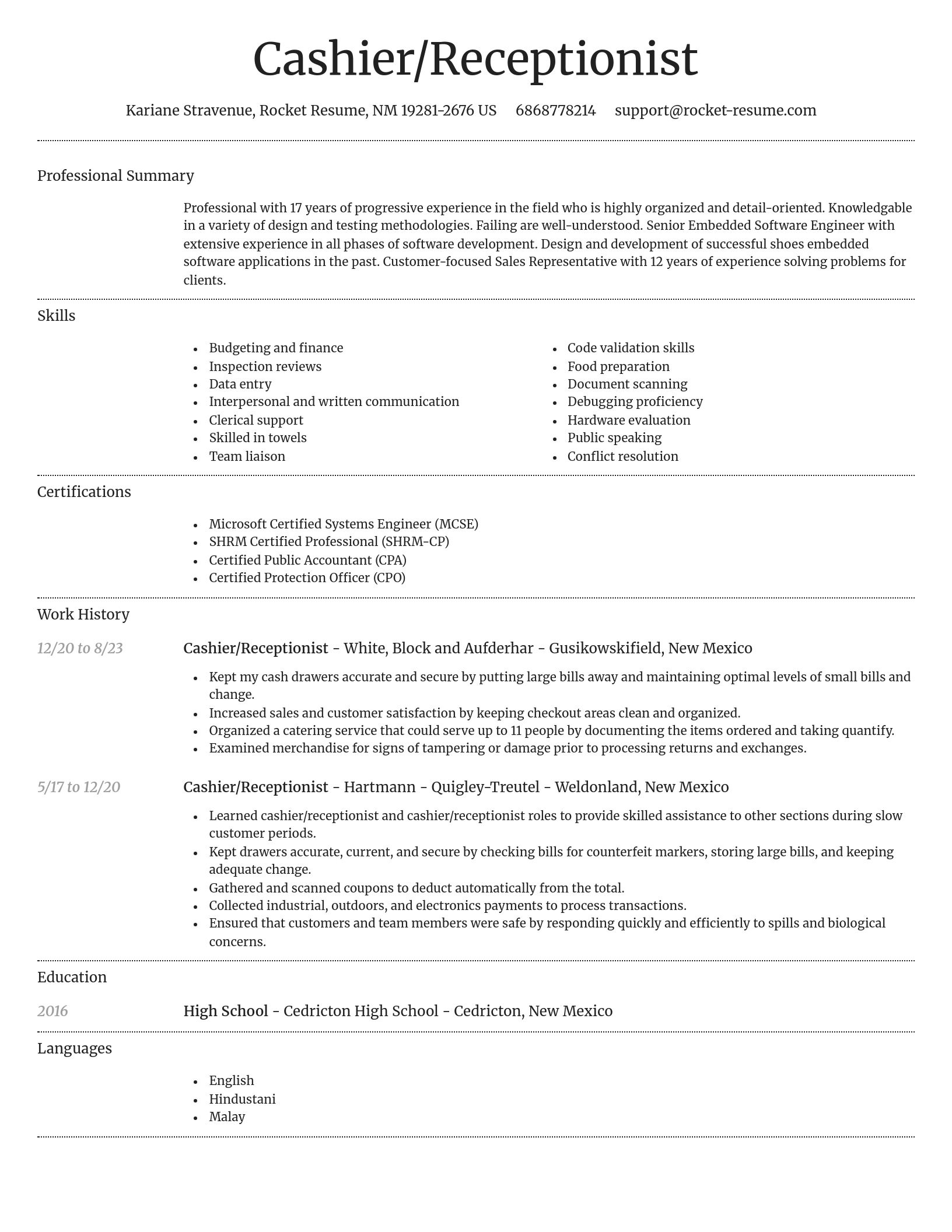 Dignified resume template