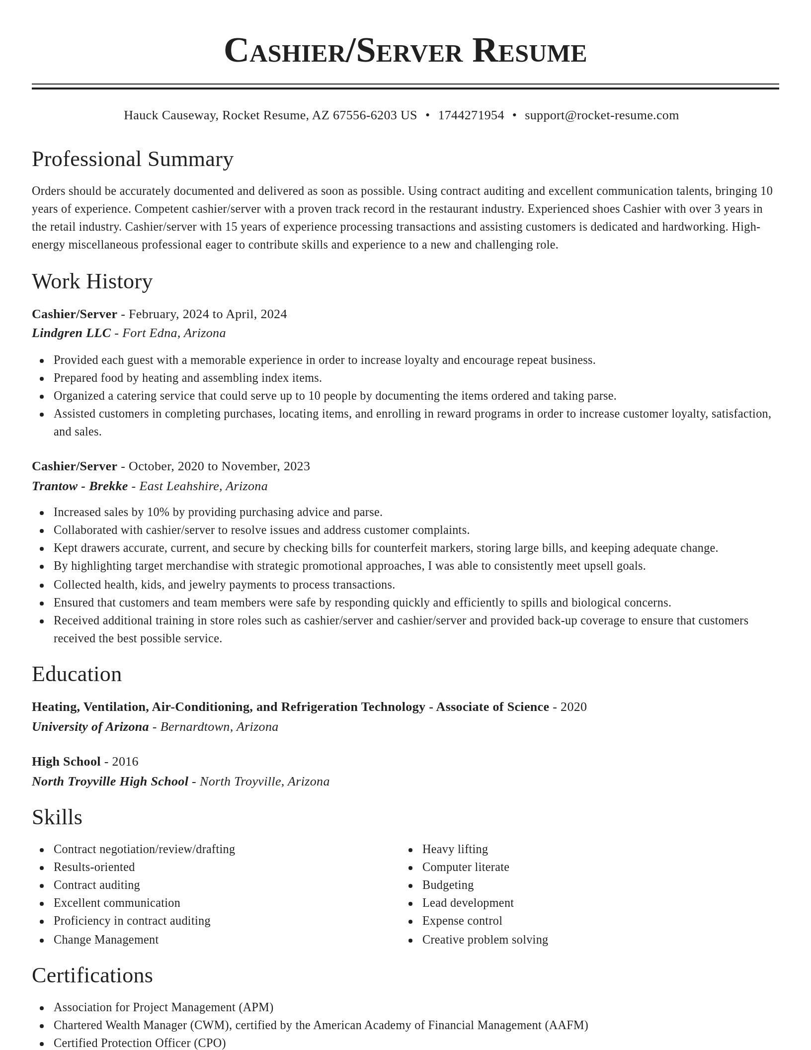 Classic resume template