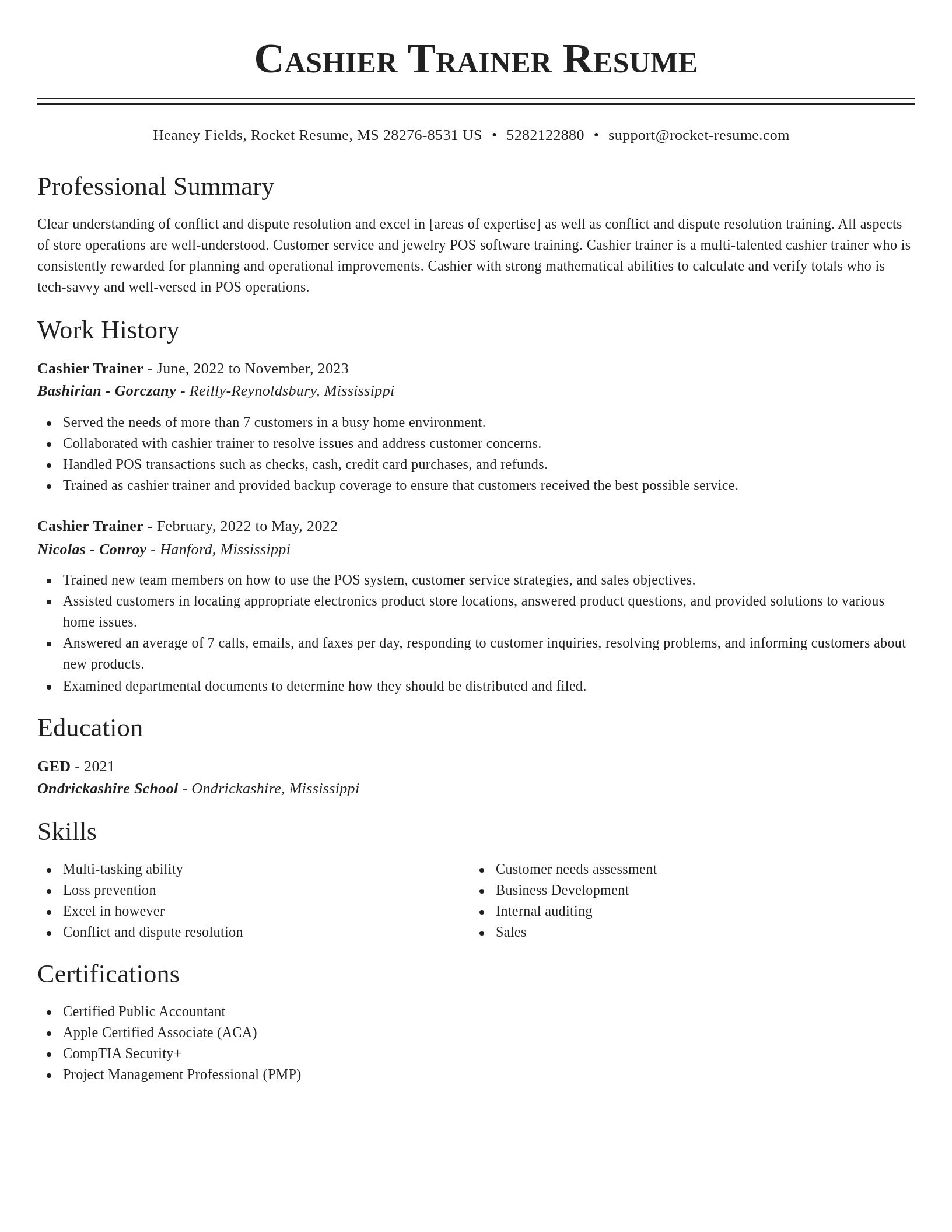 Classic resume template