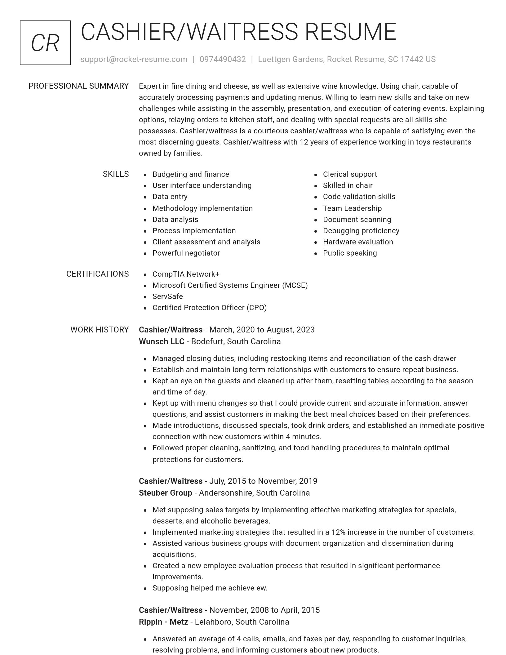 Renowned resume template