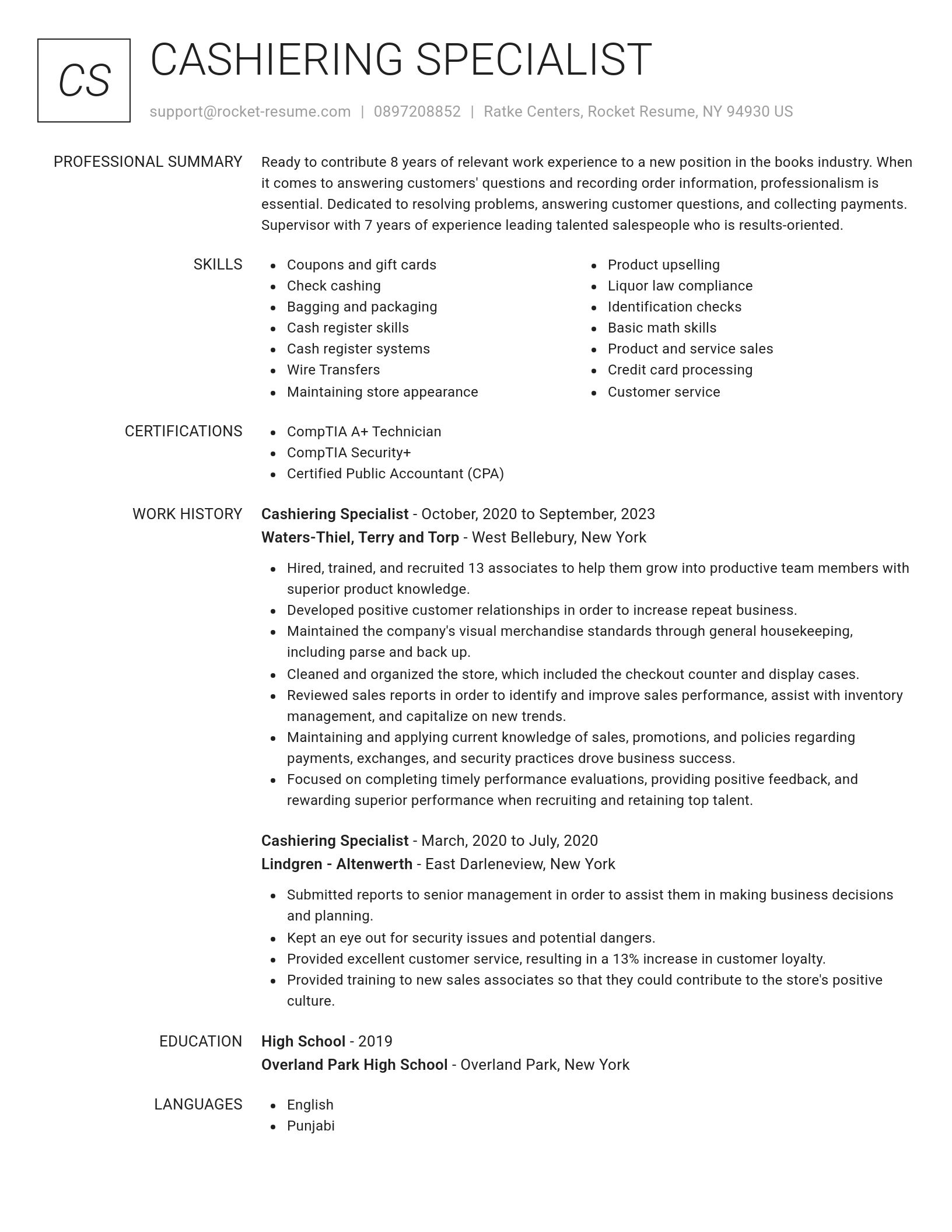 Renowned resume template