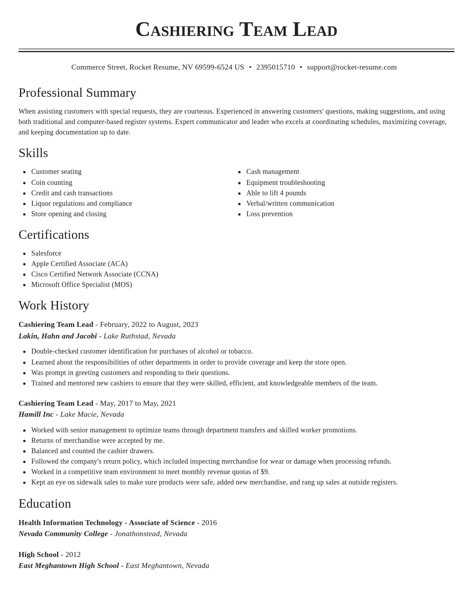 Classic resume template