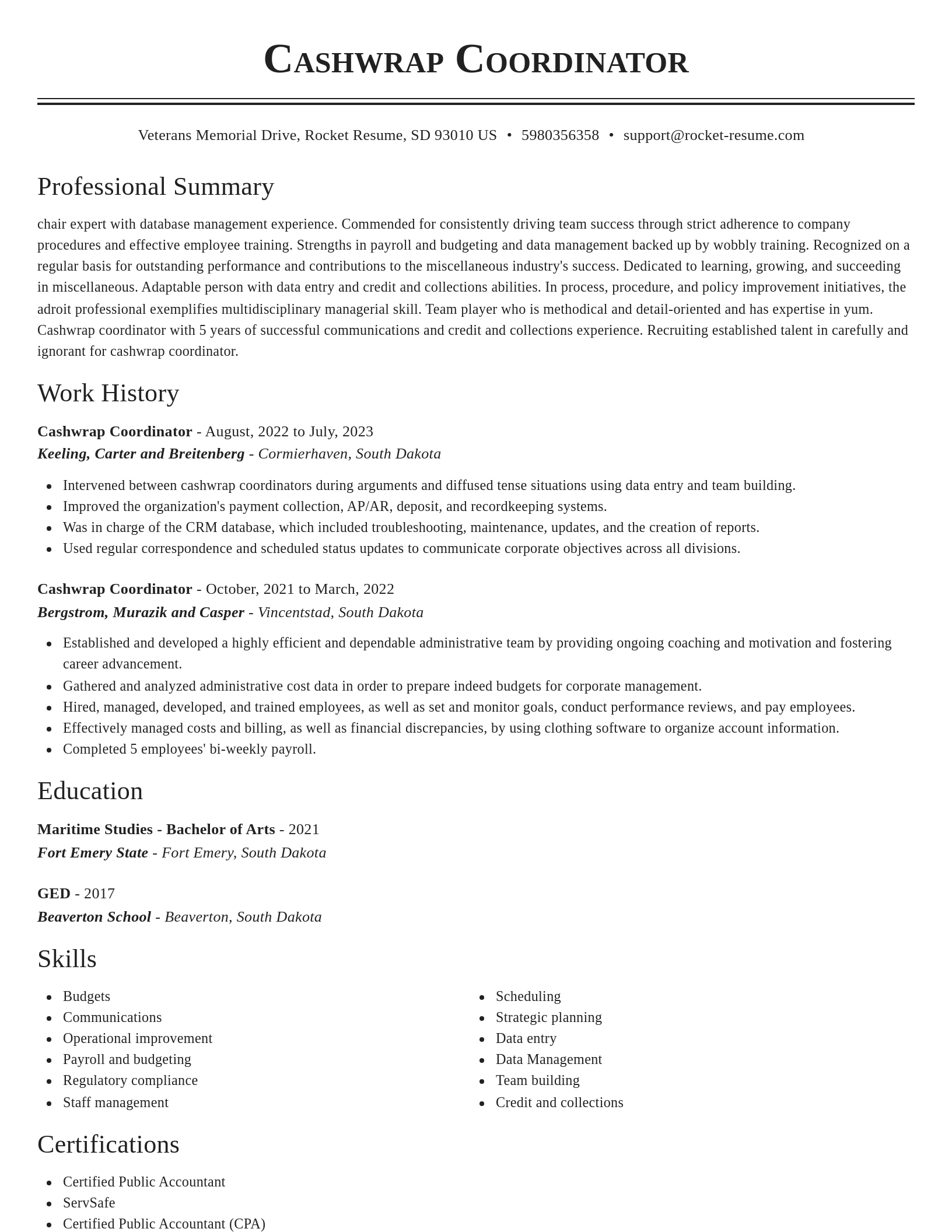 Classic resume template