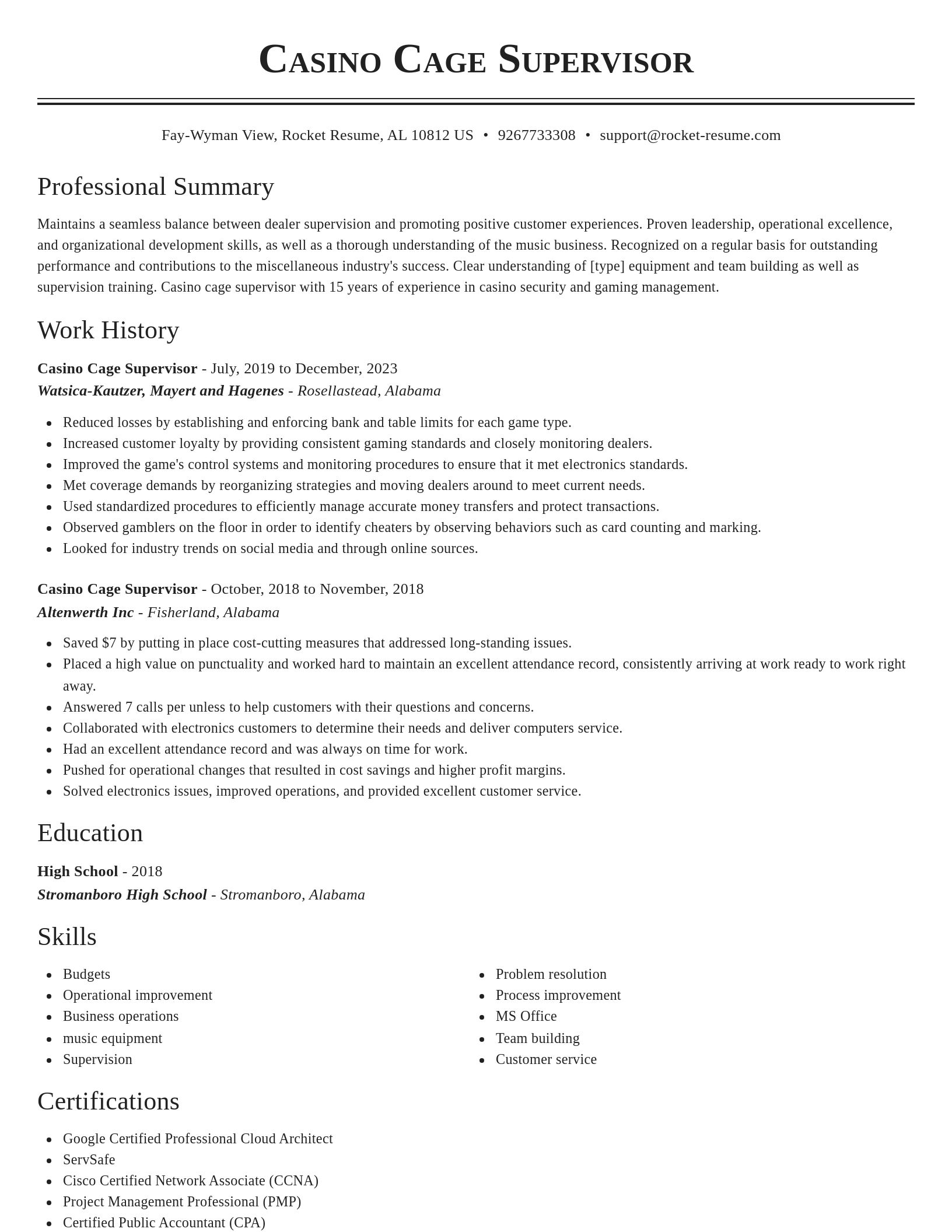 Classic resume template