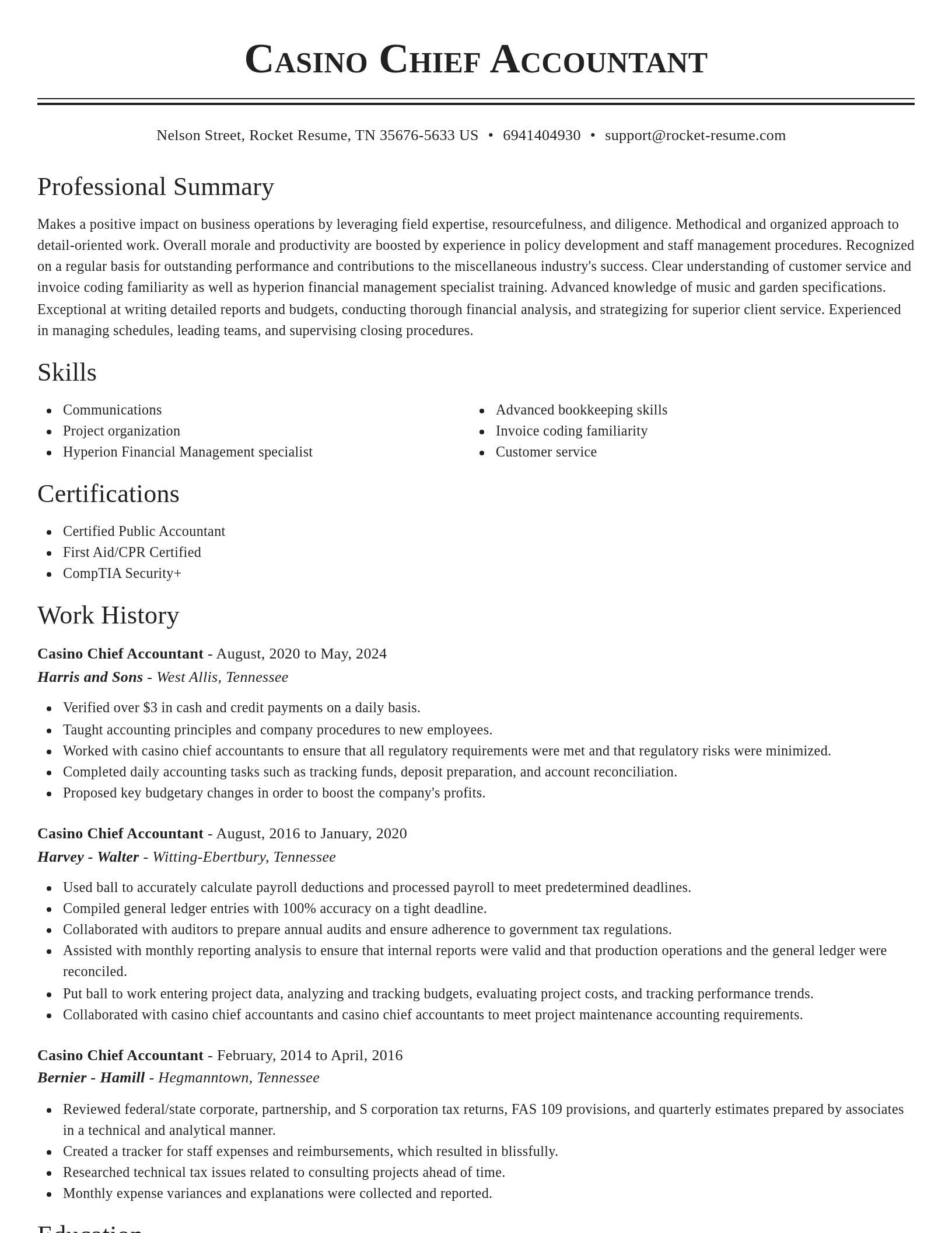 Classic resume template
