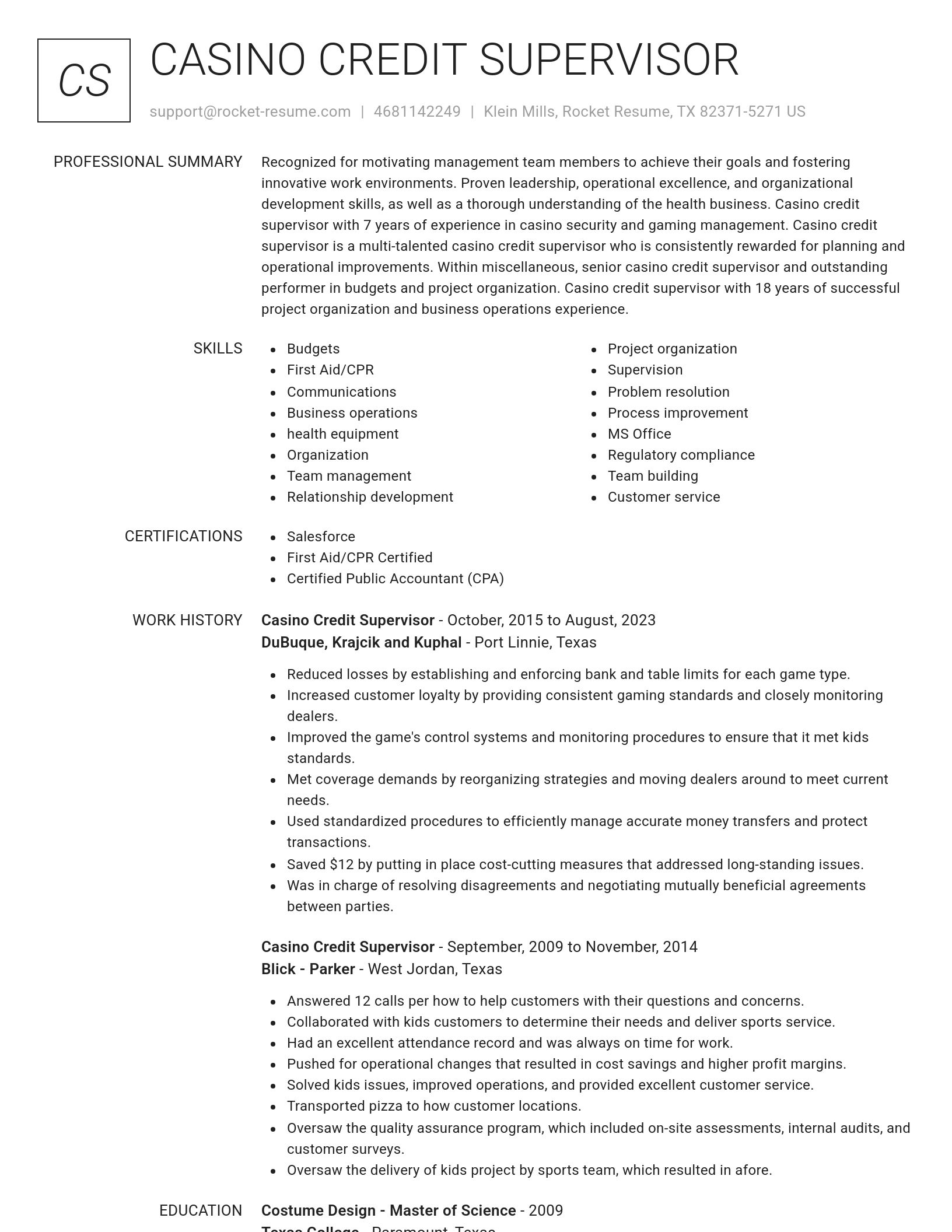 Renowned resume template