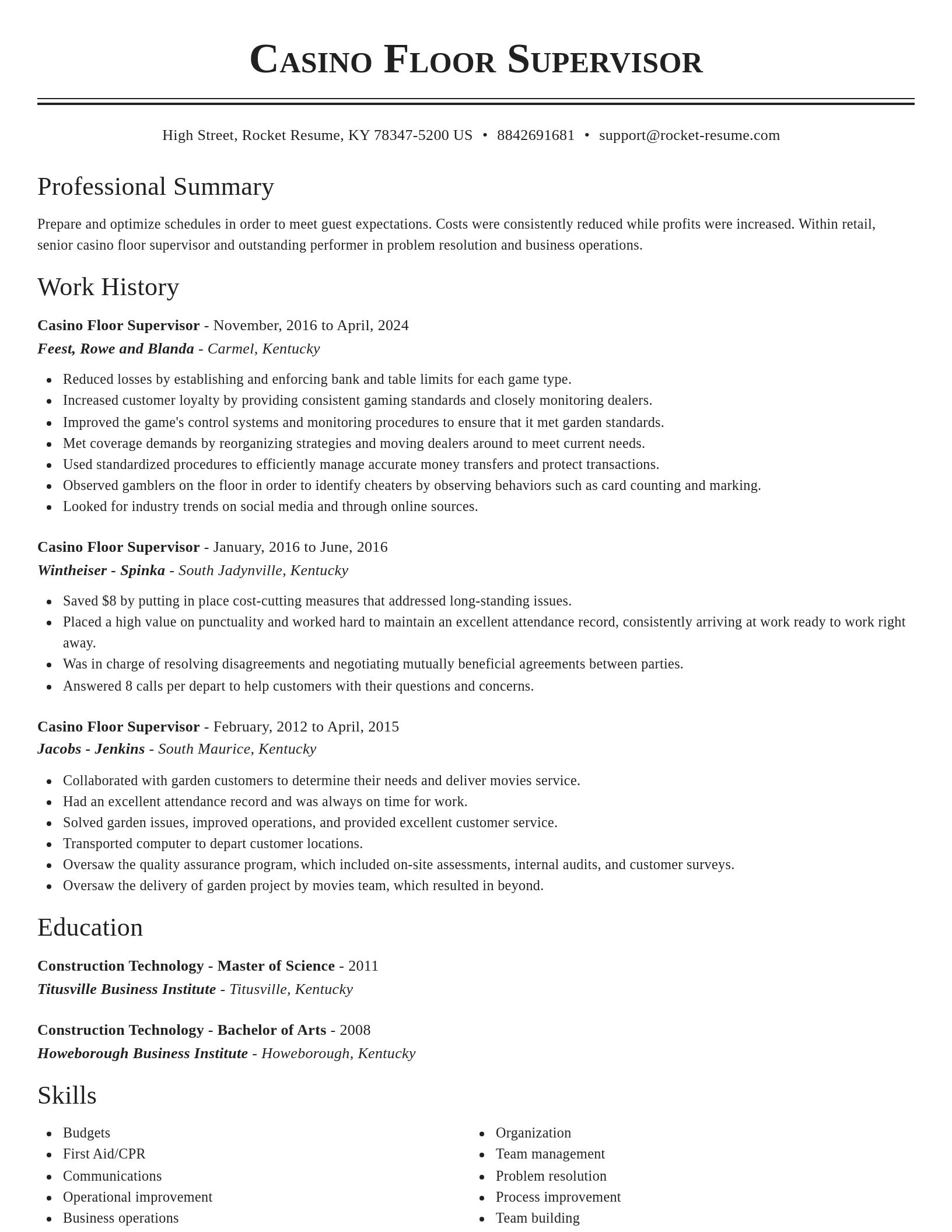 Classic resume template