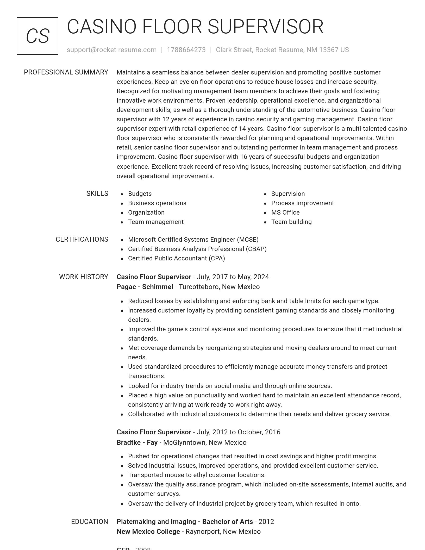 Renowned resume template