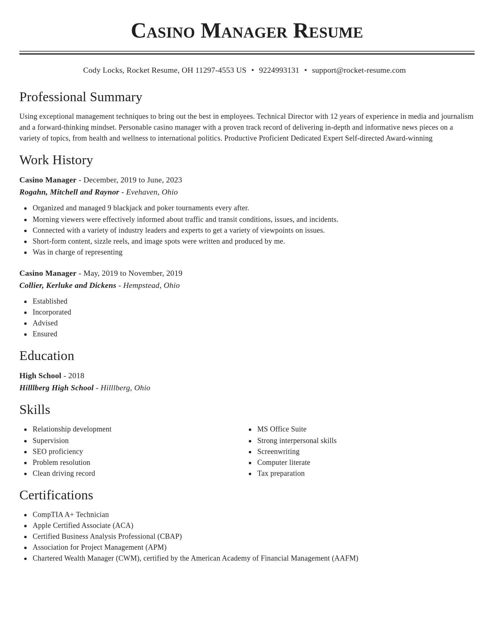 Classic resume template