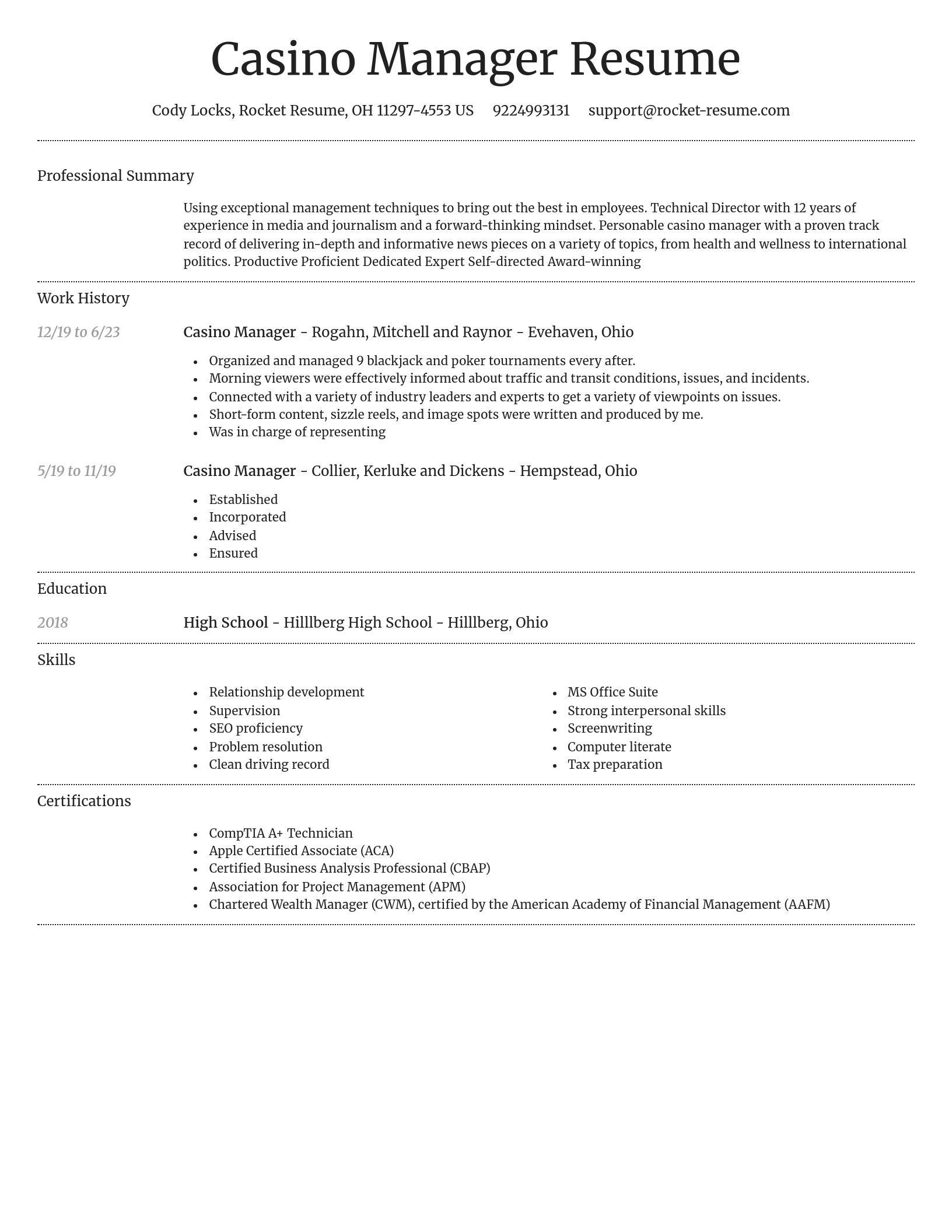 Dignified resume template