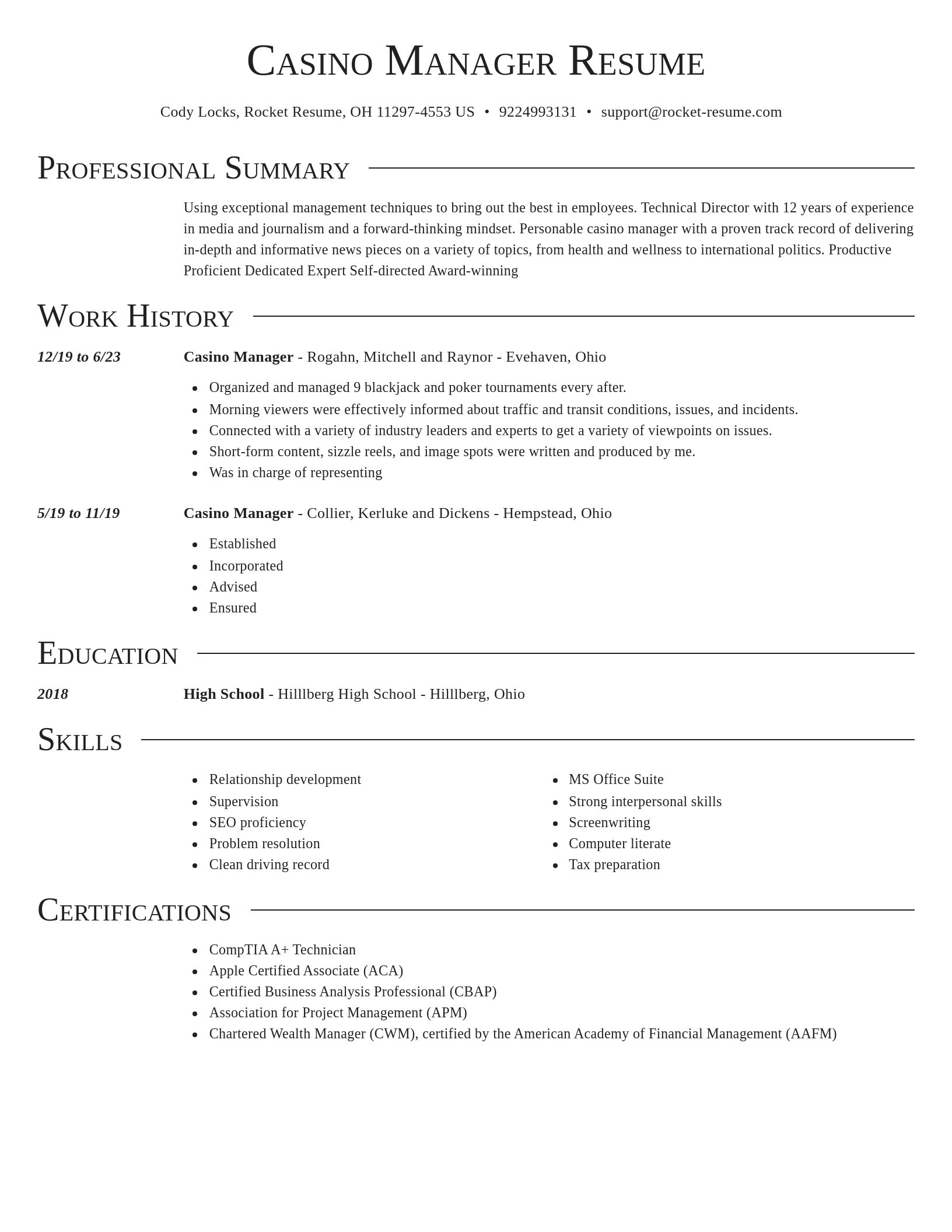 Director resume template