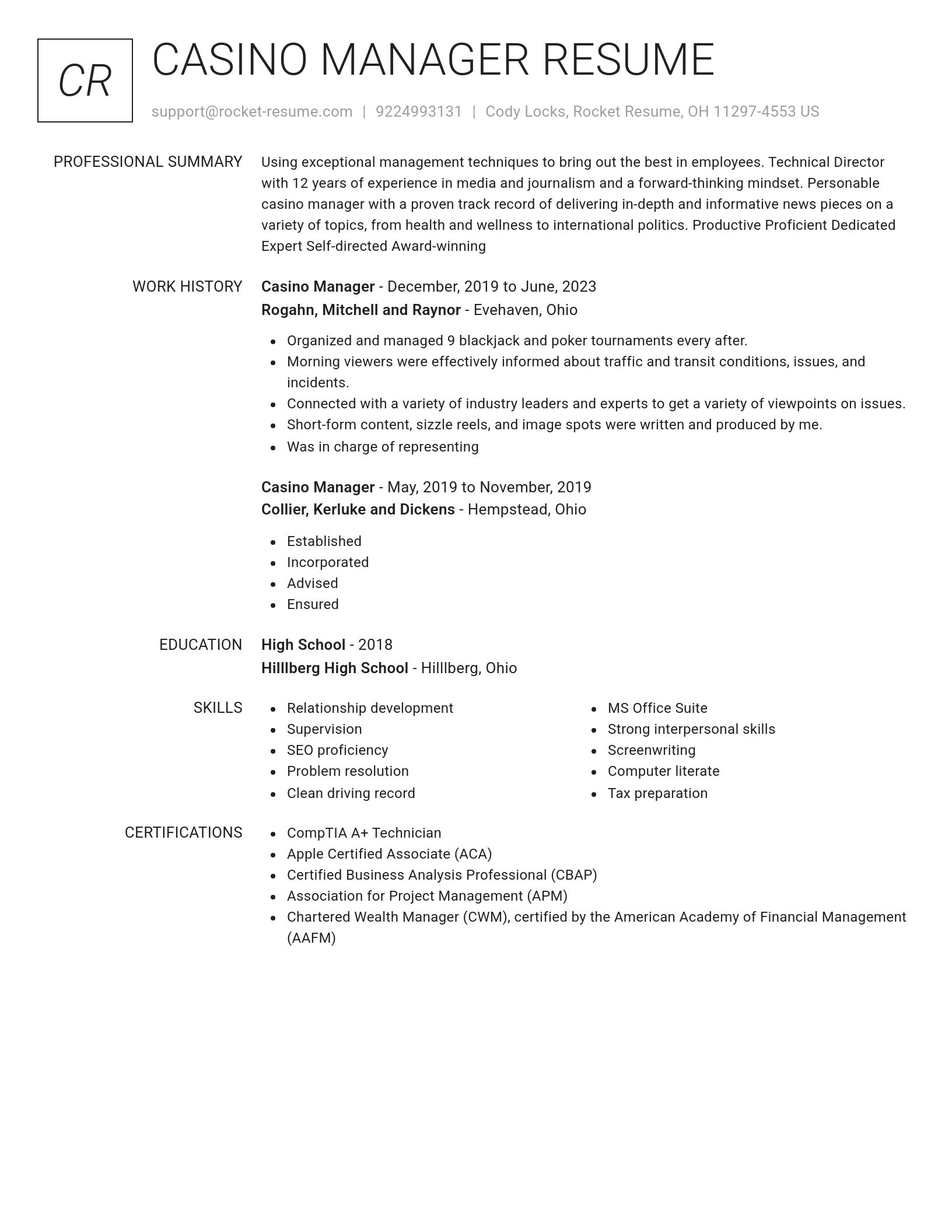 Renowned resume template
